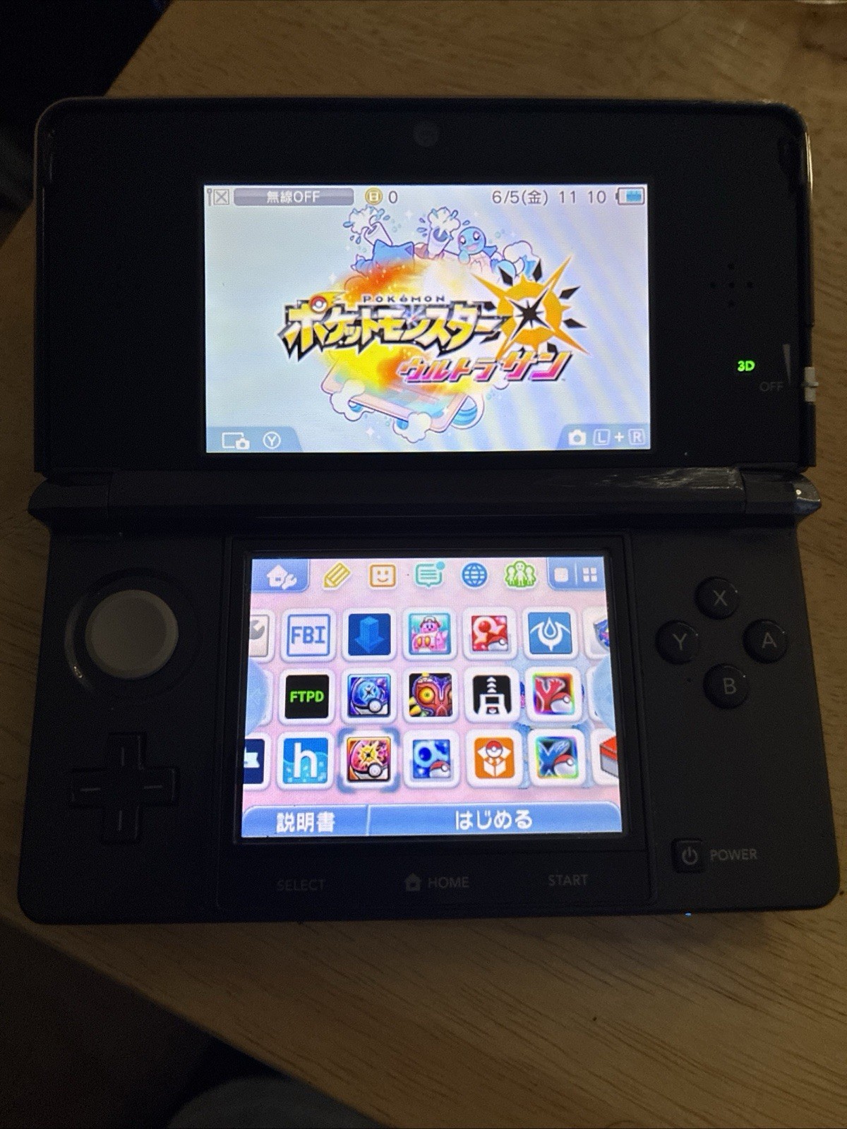 Nintendo 3DS 2GB System Black Region Free with 10+ Games 128gb Sd Card Charger