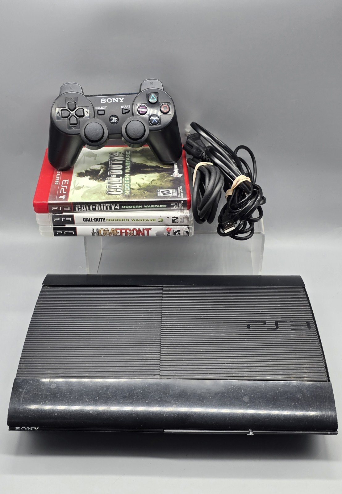 PlayStation 3 PS3 Super Slim CECH-4001B 250GB Controller Games Cords Tested READ