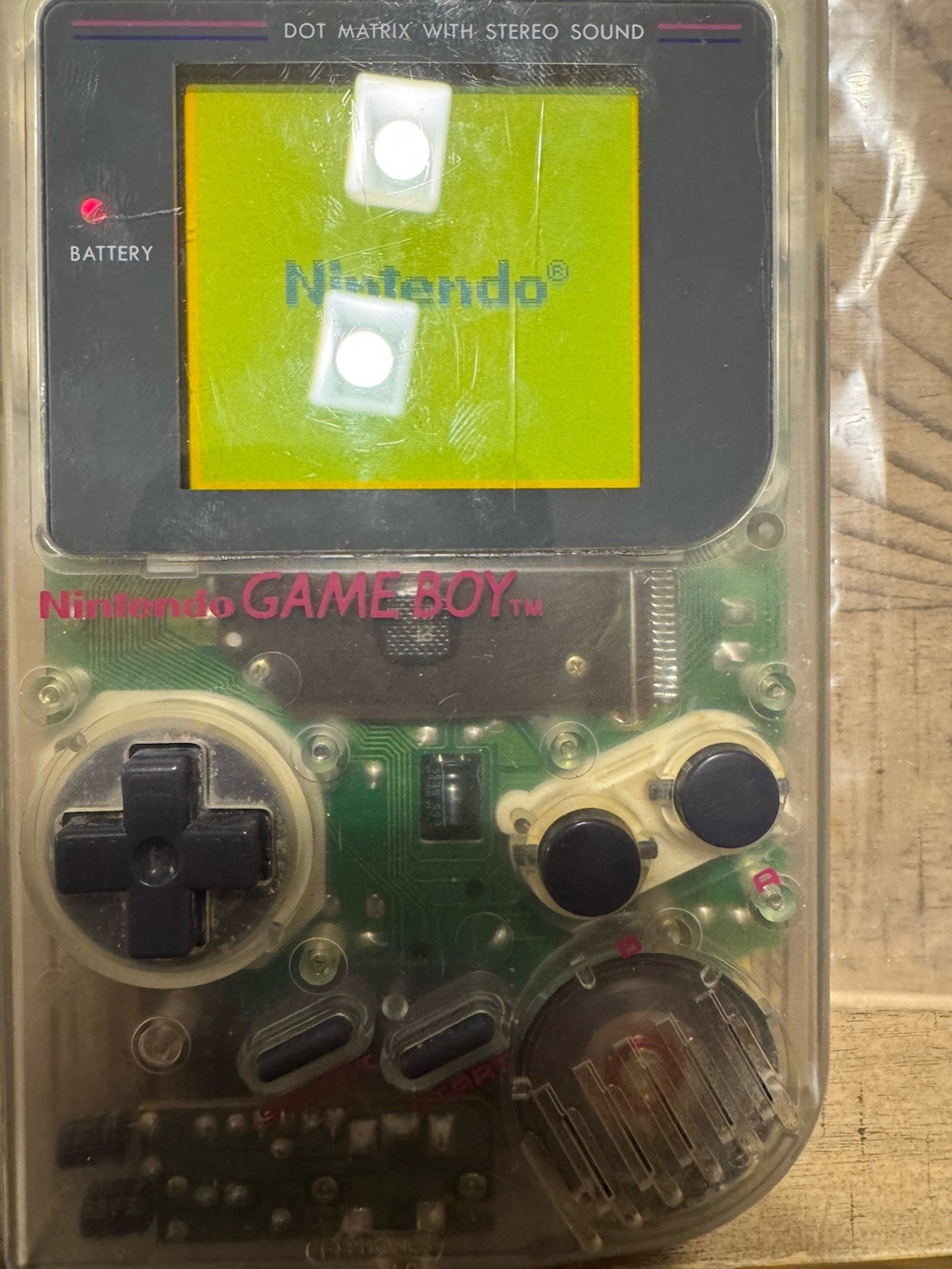 Nintendo Game Boy Transparent Clear Classic Handheld Console *TESTED WORKING *