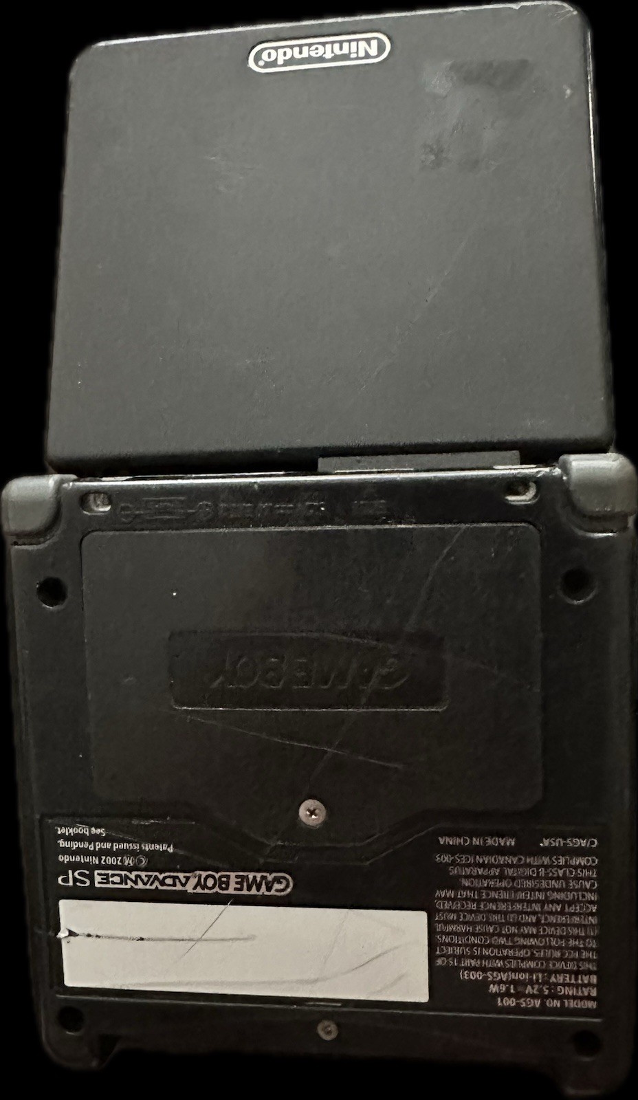 Nintendo Gameboy Advance SP AGS001 Black Handheld System Console FOR PARTS