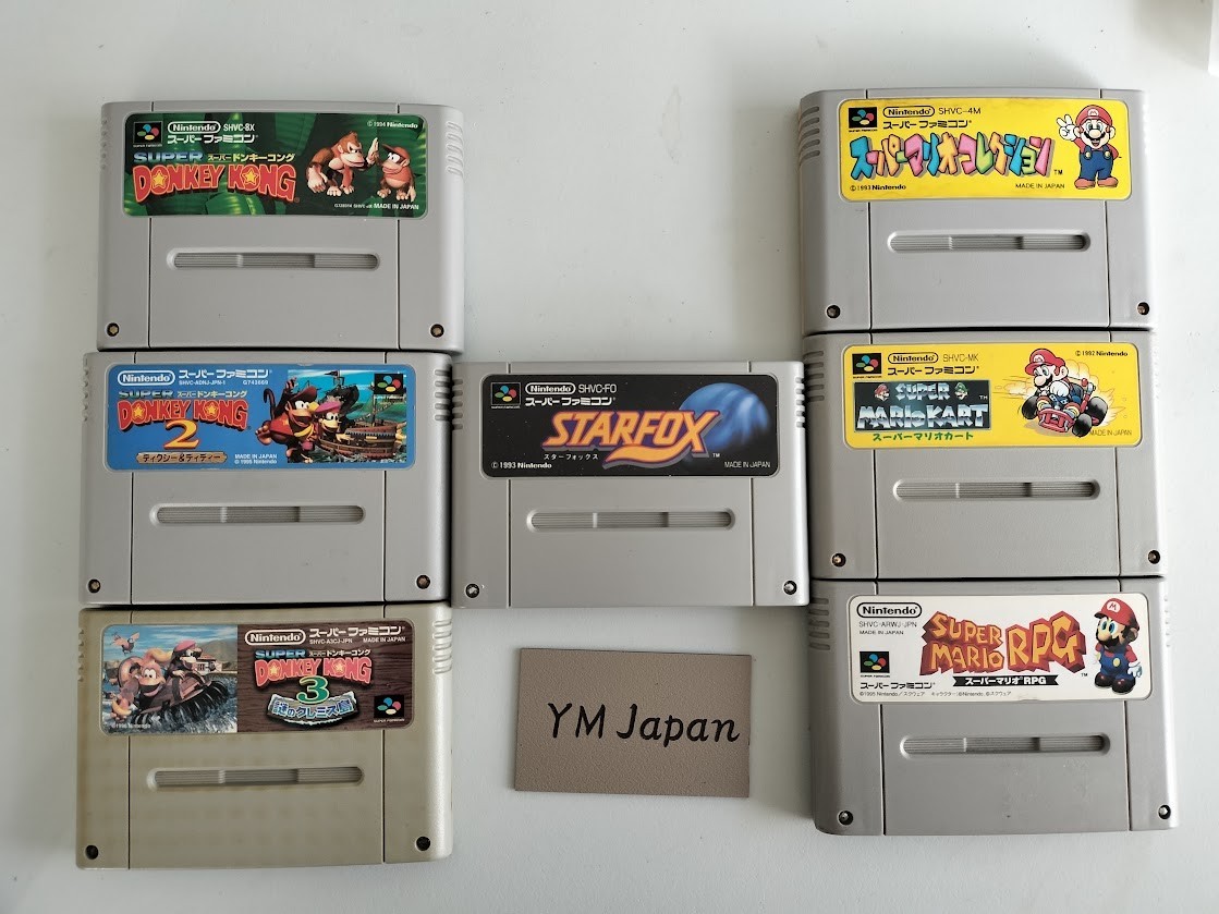 Nintendo Super Famicom Console Complete Set w/3 Donkey Kong Games Tested Japan