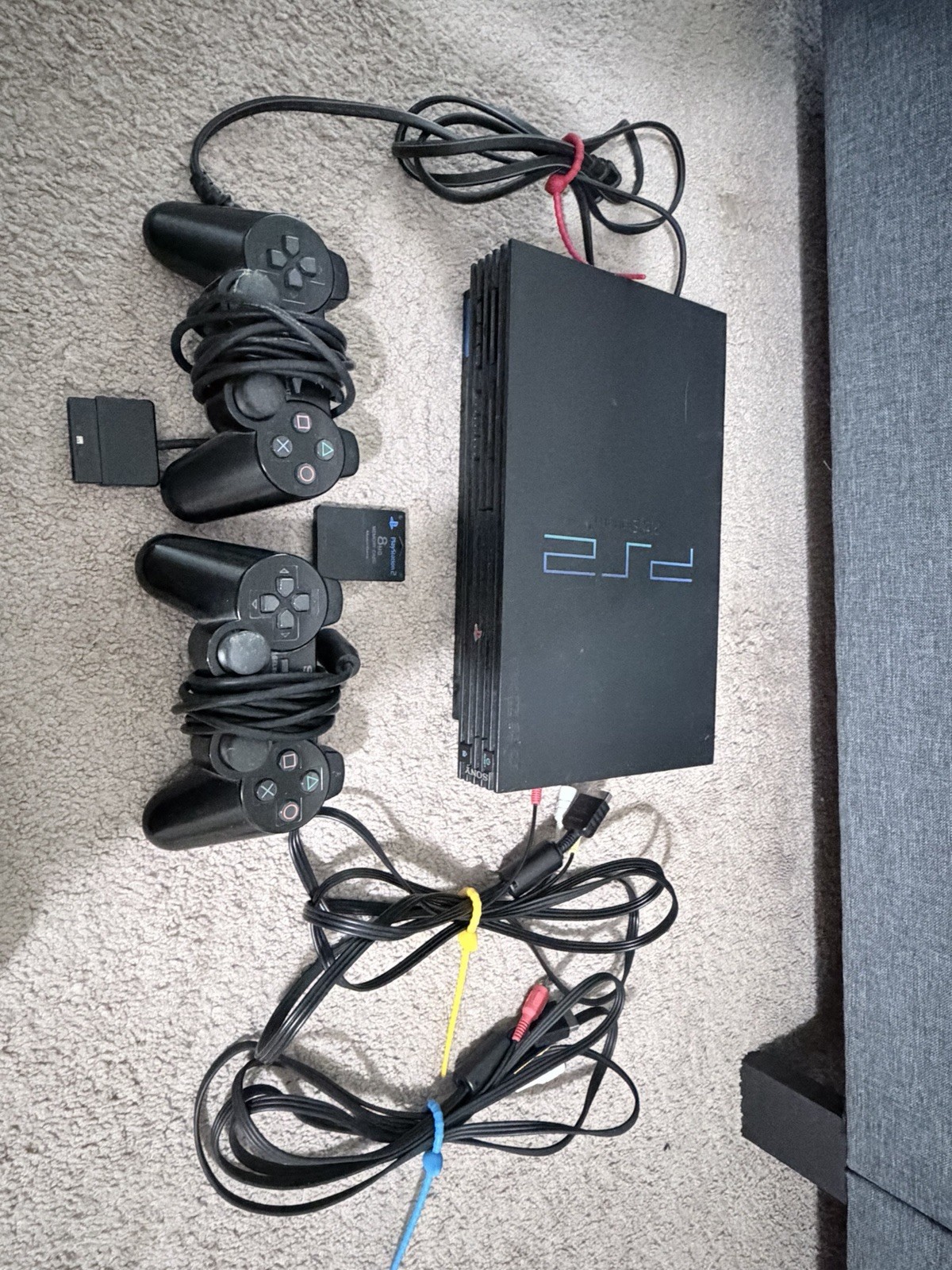 Sony PlayStation 2 Black US with 2 Dualshock 2 Controllers And 8MB Memory Card