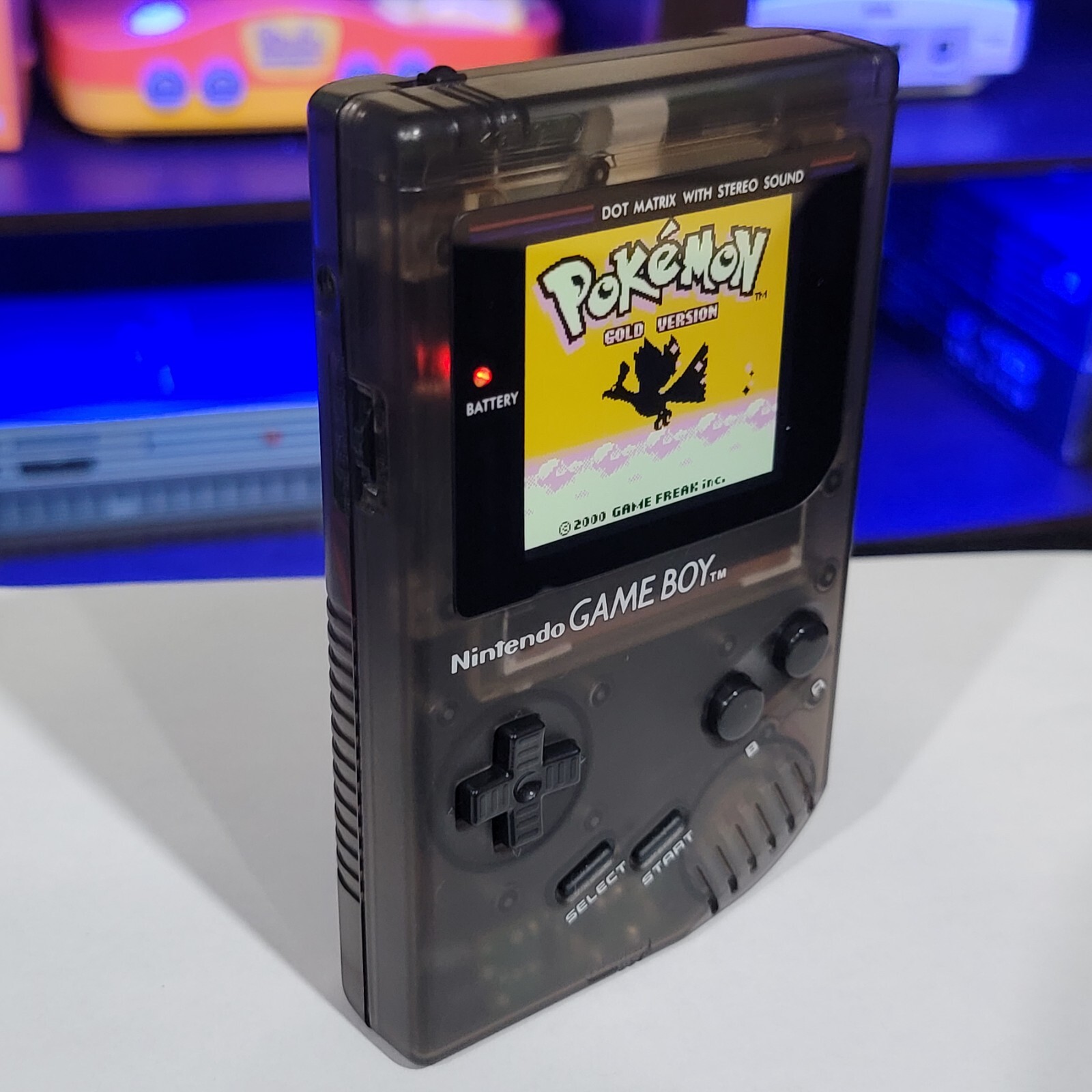 Clear Black Nintendo Classic Game Boy DMG With Upgraded Backlit IPS LCD Screen