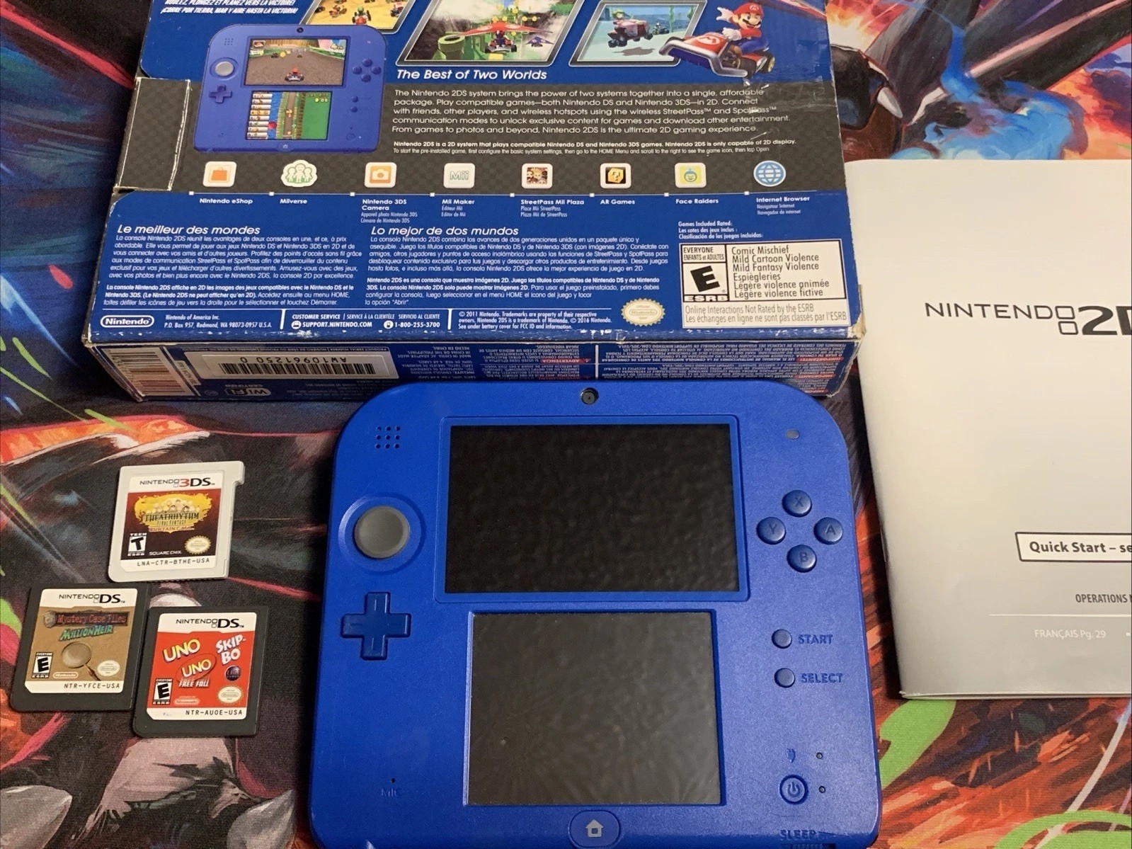 Nintendo 2DS Handheld Game System – Box Manual Charger Games Works Perfectly VG
