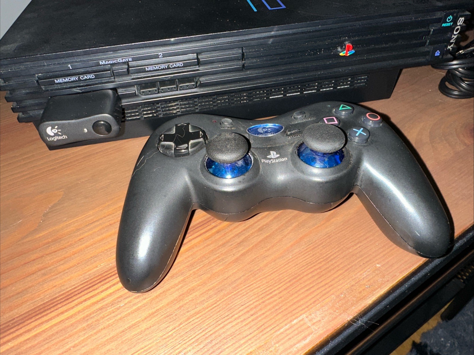 Sony PlayStation 2 PS2 Console Fat Logitech Wireless Controller SCPH-30001 WORKS