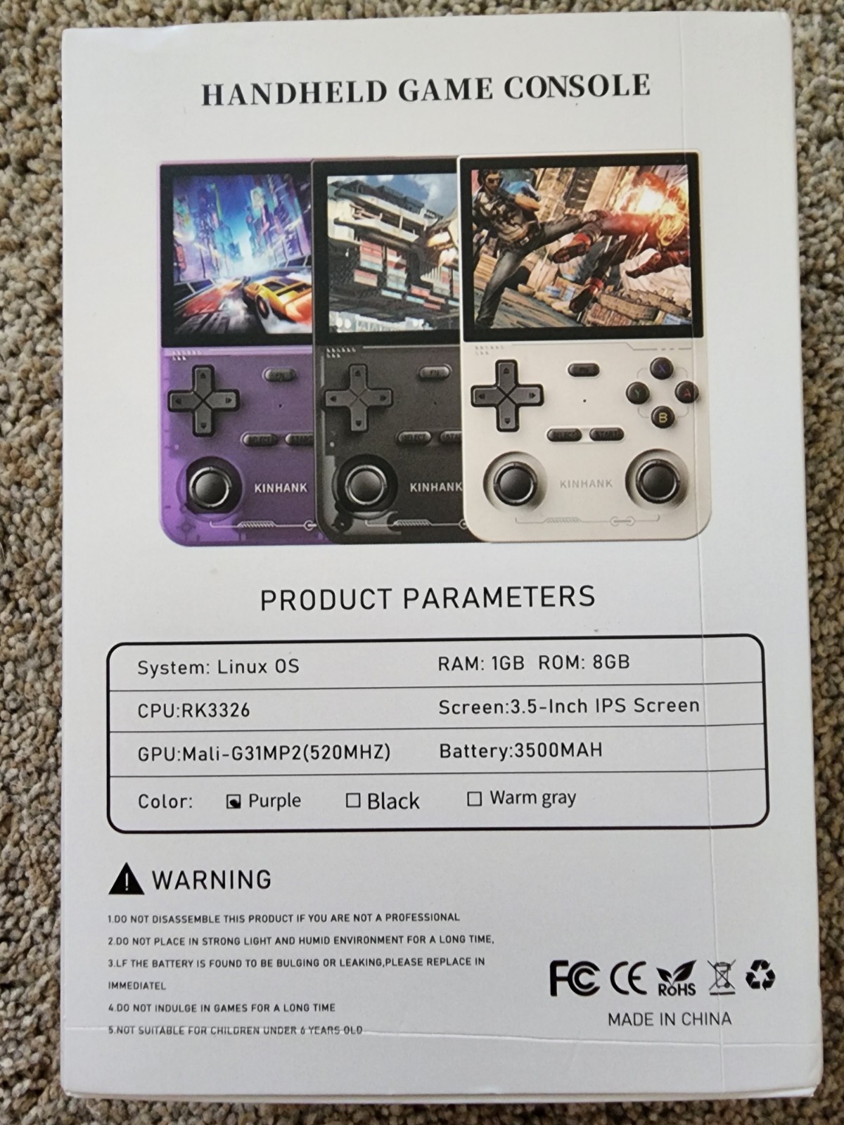 K36 Retro Handheld Video Game Console Retro Games! 3.5 in Purple fast ship