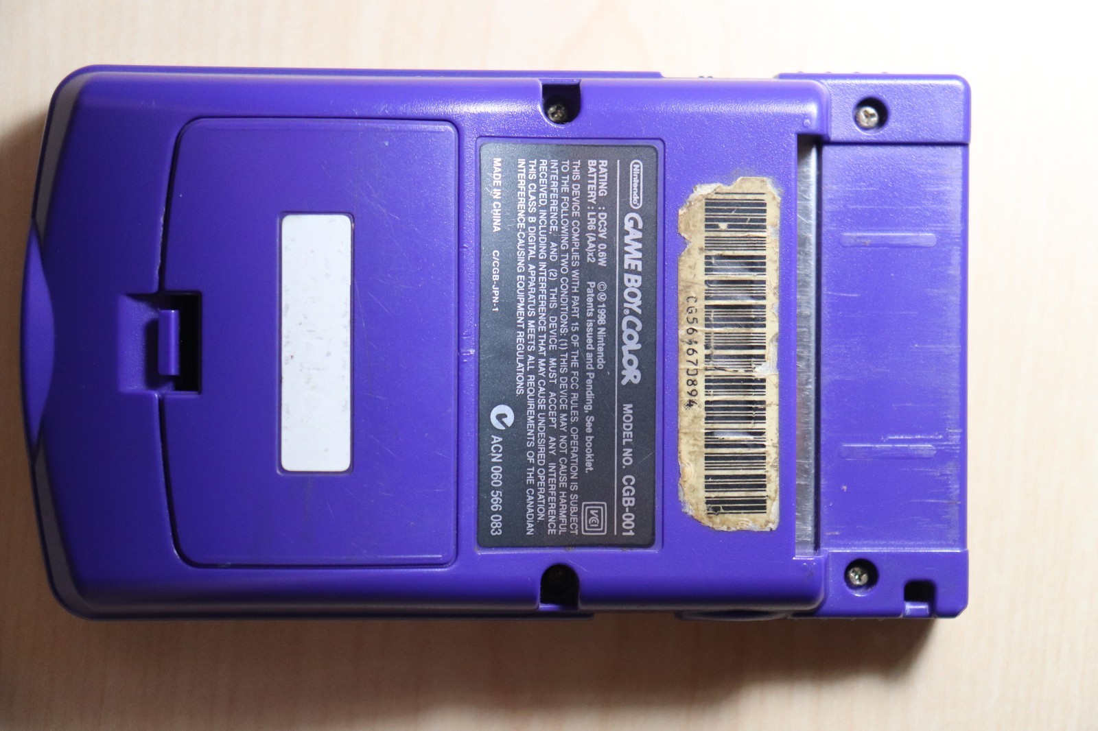 Nintendo Game Boy Color Grape Console CGB-001 TESTED Works