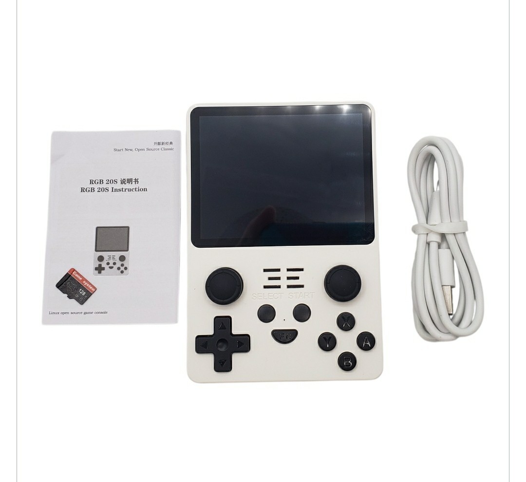 Powkiddy RGB20S Handheld Retro Game Console White TESTED WORKS No SD Card /Games