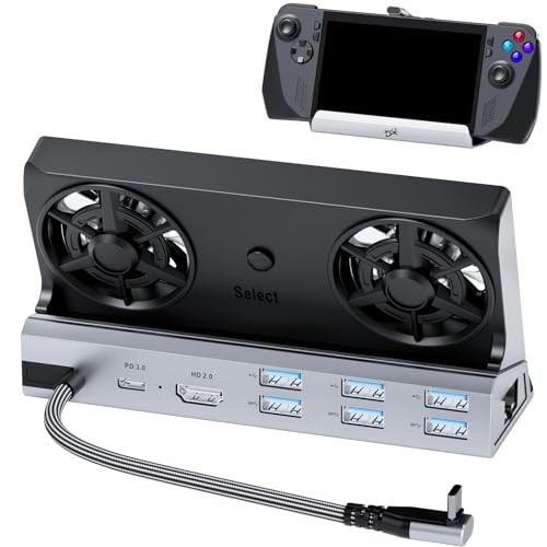 12-in-1 Steam Deck Docking Station with Dual Cooling Fans, 4K@60Hz, 6 USB Ports,