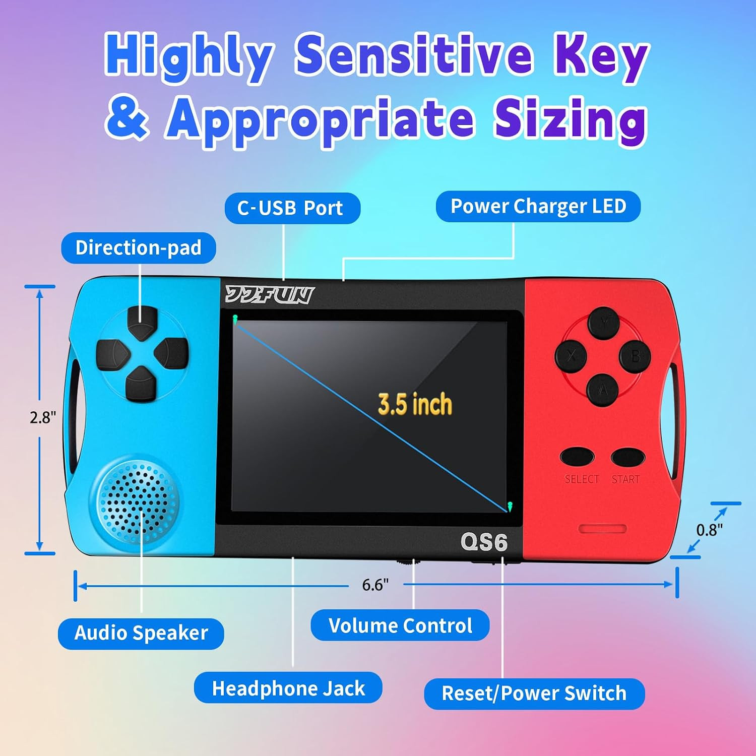 Handheld Game Console for Kids 3.5″ IPS Large Screen Rechargeable,Preloaded 216