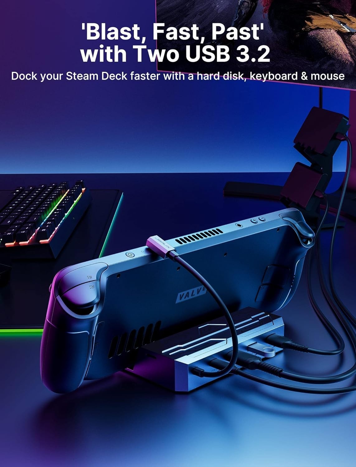 6-in-1 Steam Deck Dock – Vibrant 4K HDMI & Gigabit Ethernet Connectivity