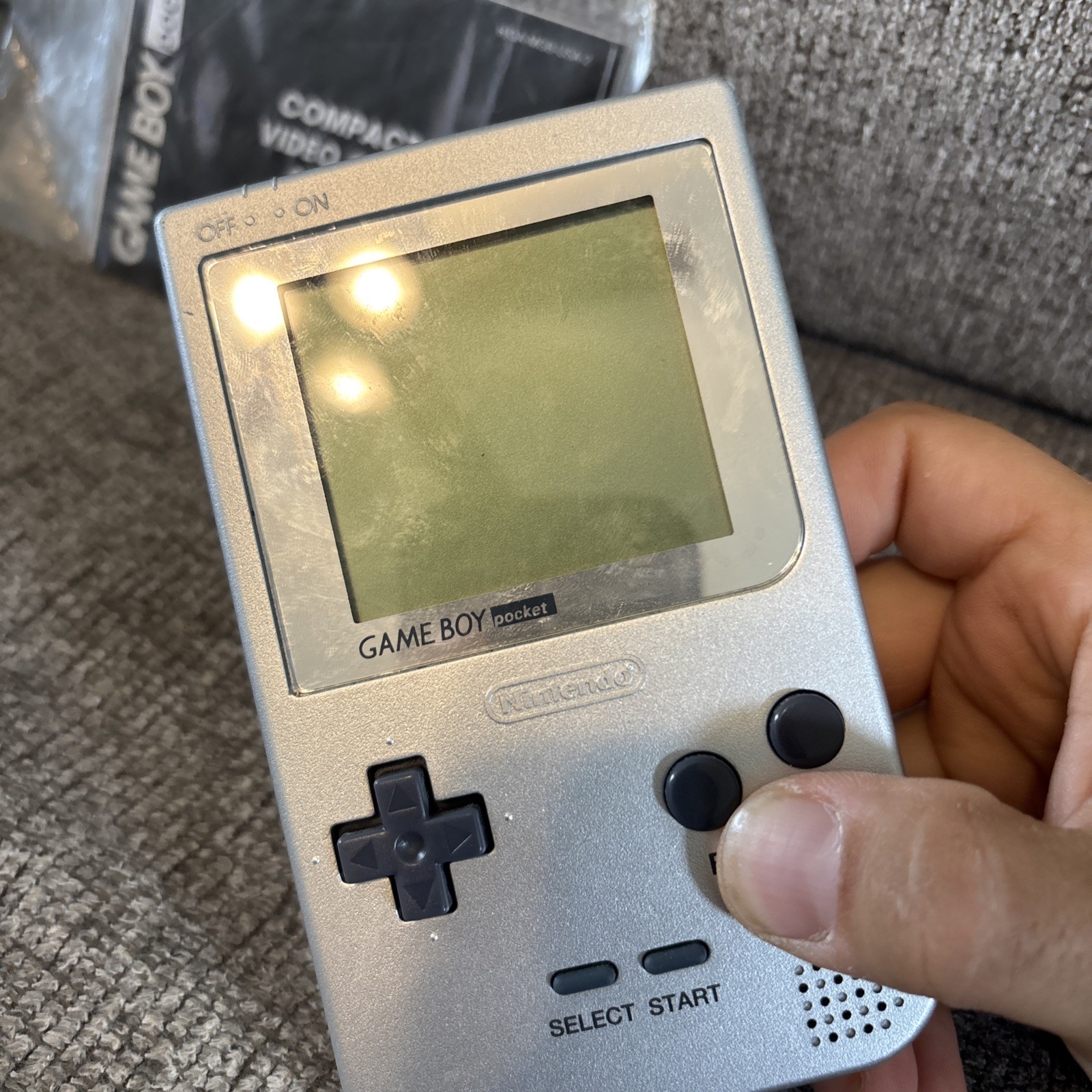 Nintendo Game Boy Pocket MGB-001 Silver Portable Handheld Console Works W/ Game