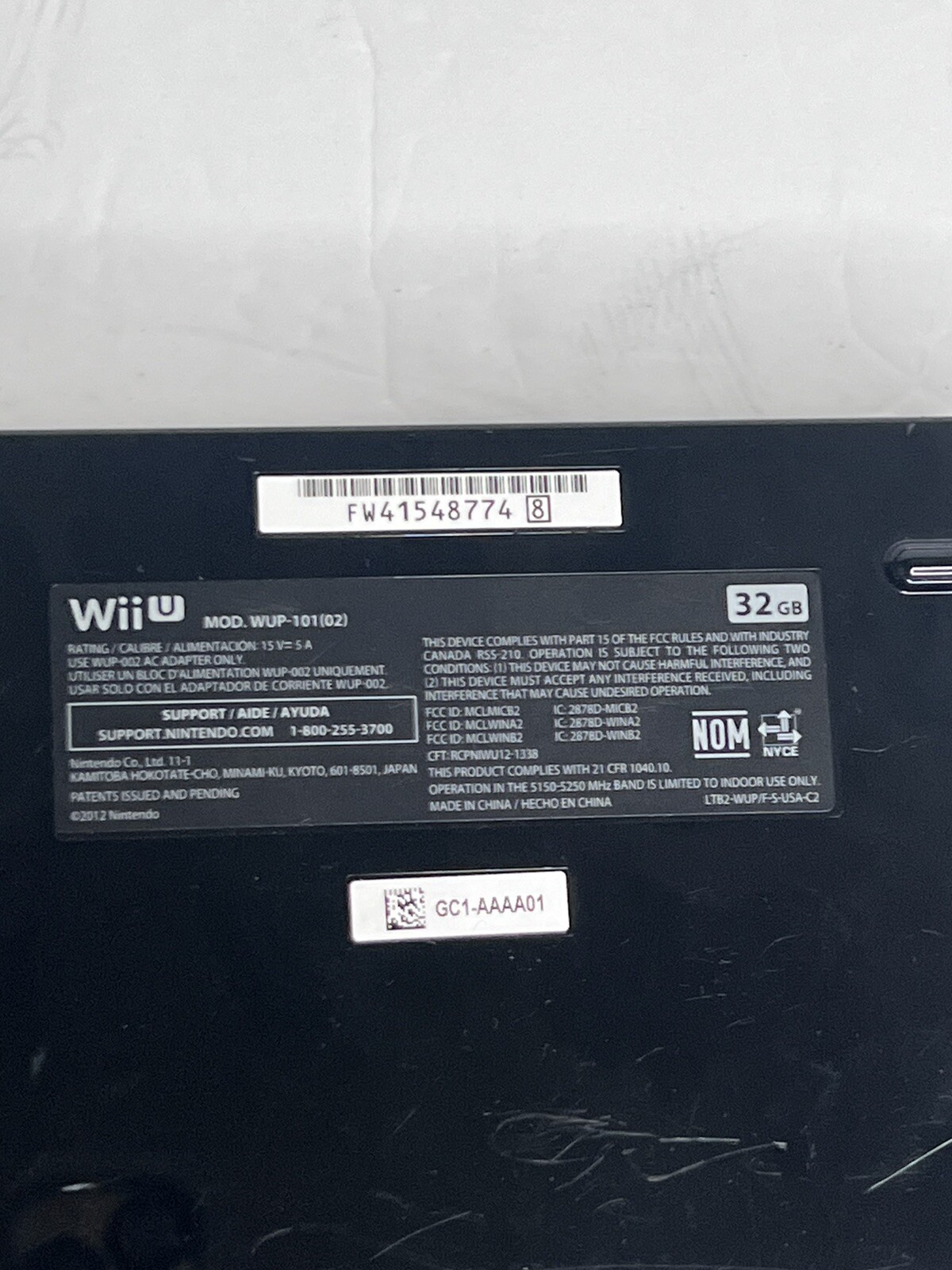 Nintendo Wii U Deluxe WUP-101(02) Black 32GB Console ONLY For Parts or Repair