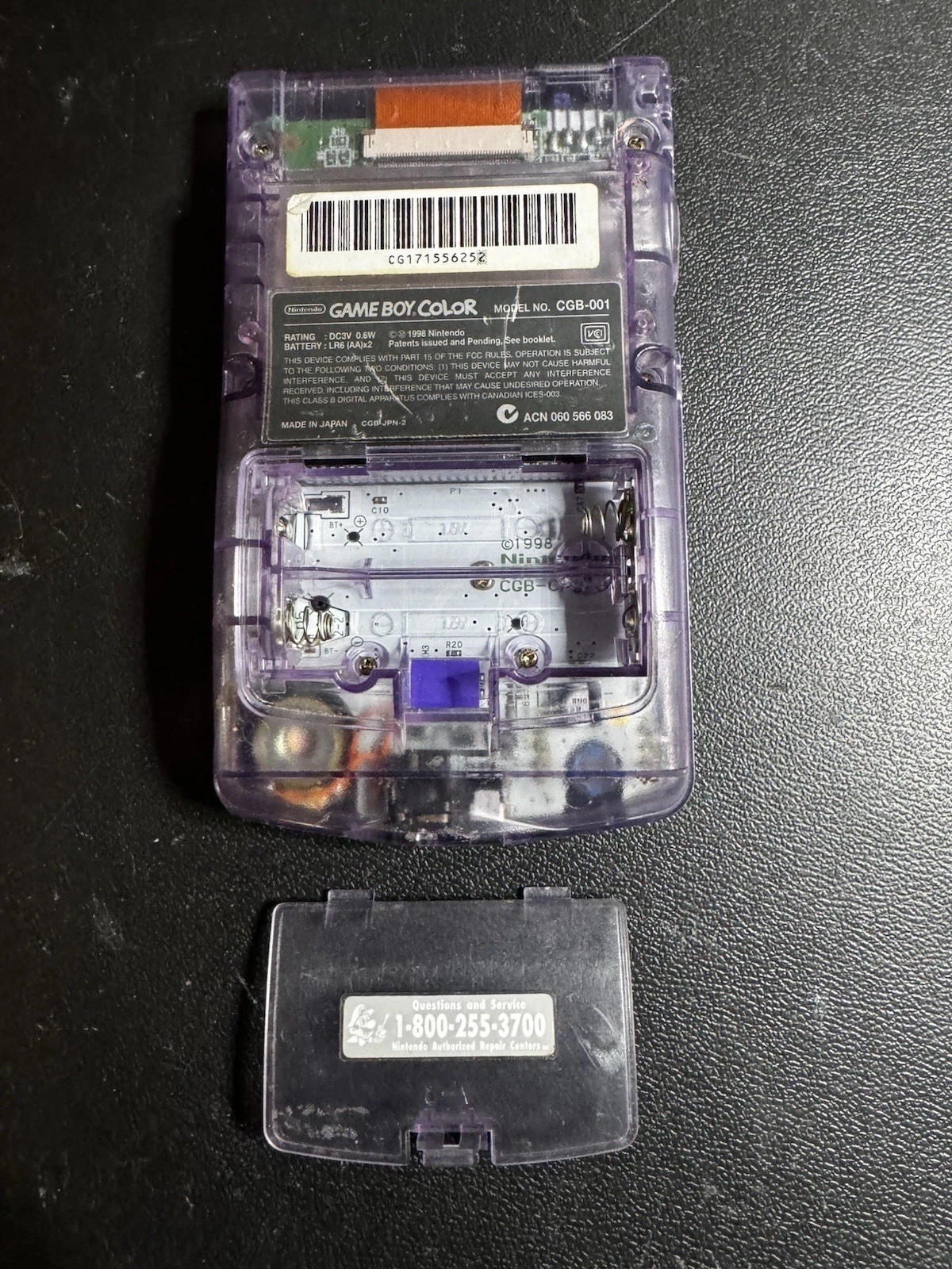 Nintendo Game Boy Color Atomic Purple W/ Game Casper Tested Works Great