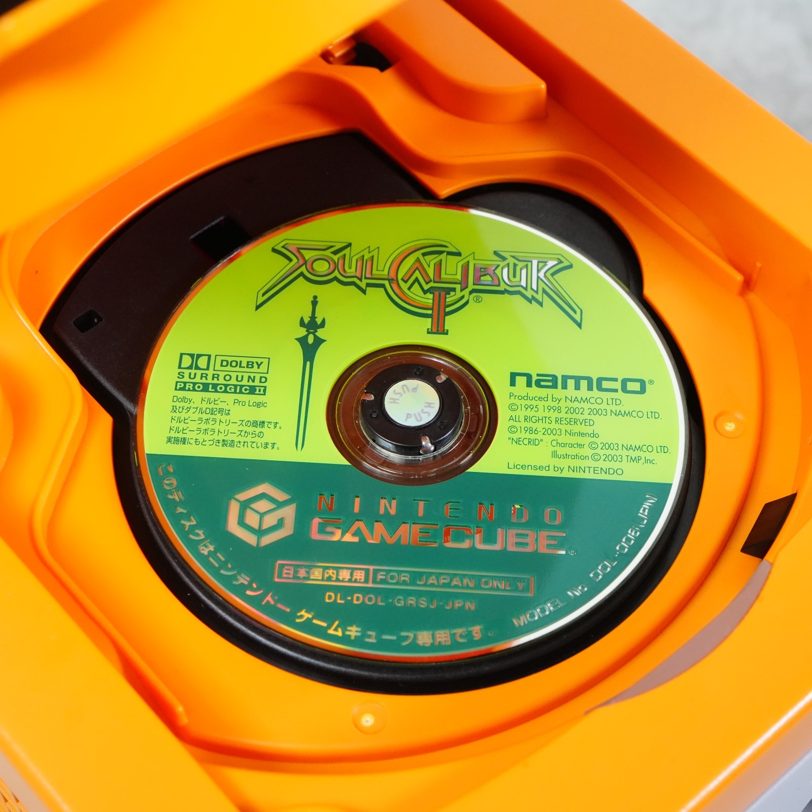 GameCube Orange Console DOL-001 NTSC U-C/J Region Switch Mod Nintendo w/ Cable