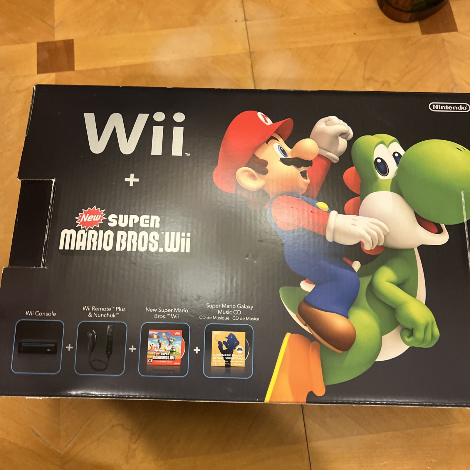 Nintendo Wii New Super Mario Bros. Bundle Black Console Used 4 Games Included