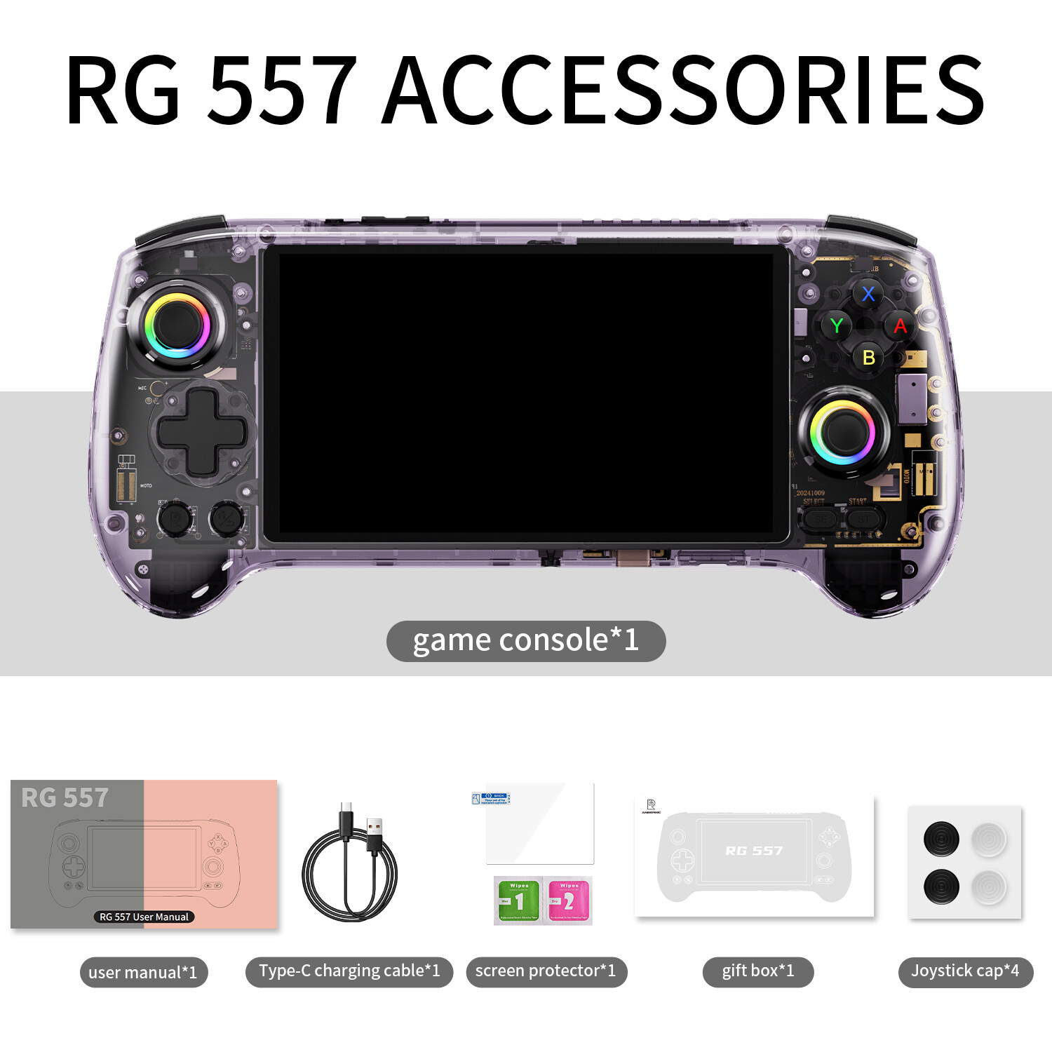 ANBERNIC RG557 Handheld Game Console Android 14 5.48′ AMOLED Screen 256G 8K+Game