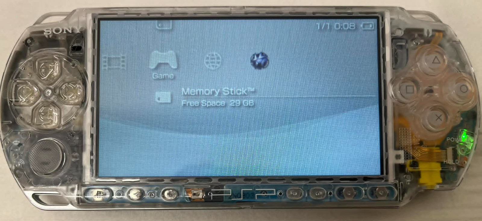 PSP3000 Crystal Clear / IPS Screen / Battery/ Sony Charger / Region Free / 32GB