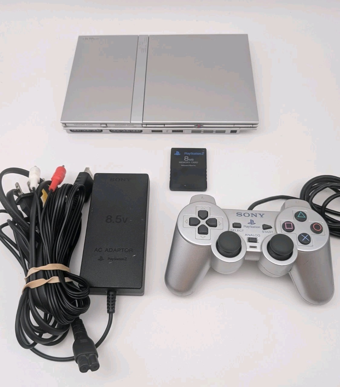 Sony PS2 Slim SCPH-79001 Silver Console Bundle New Laser Disc Spindle Authentic