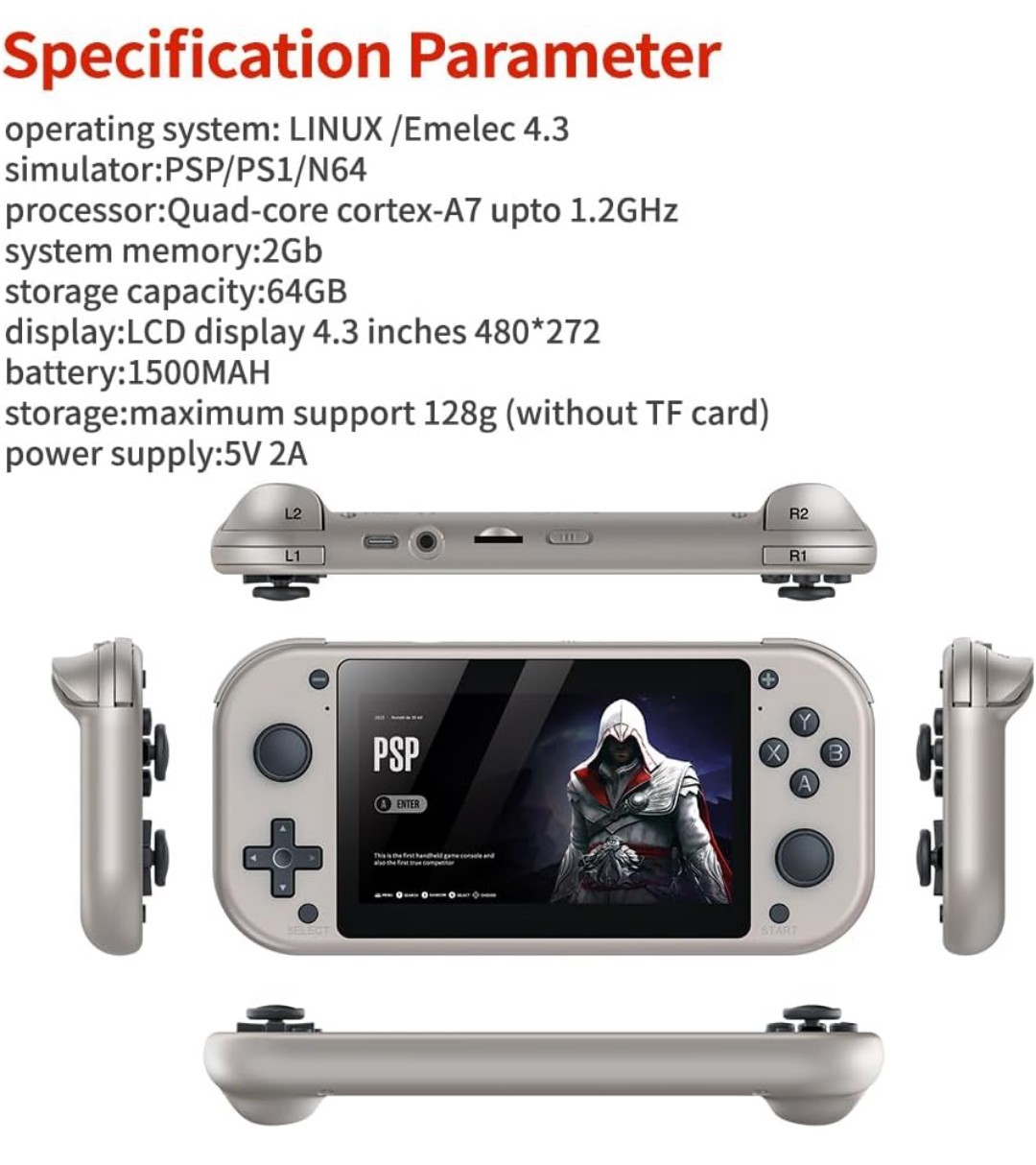 M17 Retro Handheld Game Console 4.3 Inch LCD Screen Built-in 64GB Card 20000+…