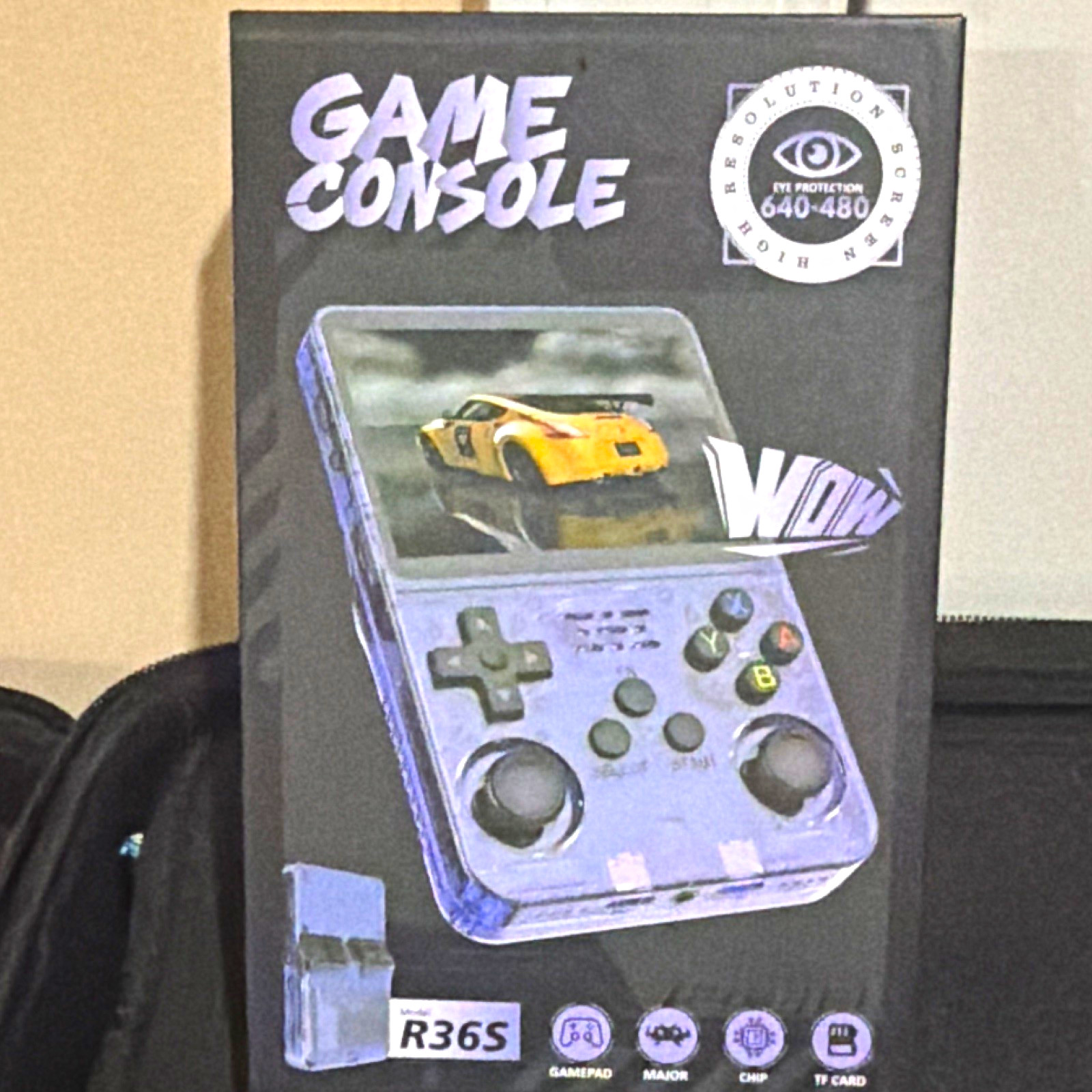 R36S Handheld Game Console Purple 64GB 640×480 TF Card Eye Protection 2024