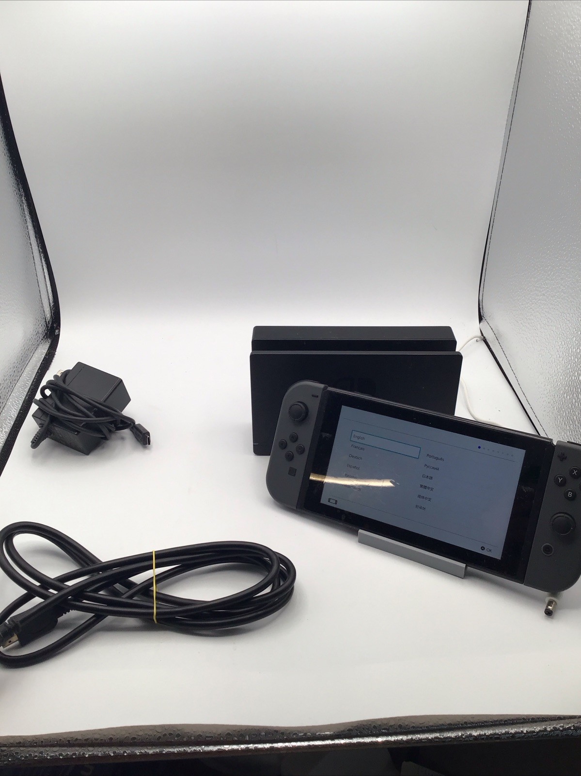 Nintendo Switch Console Bundle w/ Dock, Grey Joy-Con HDMI cord Power cord