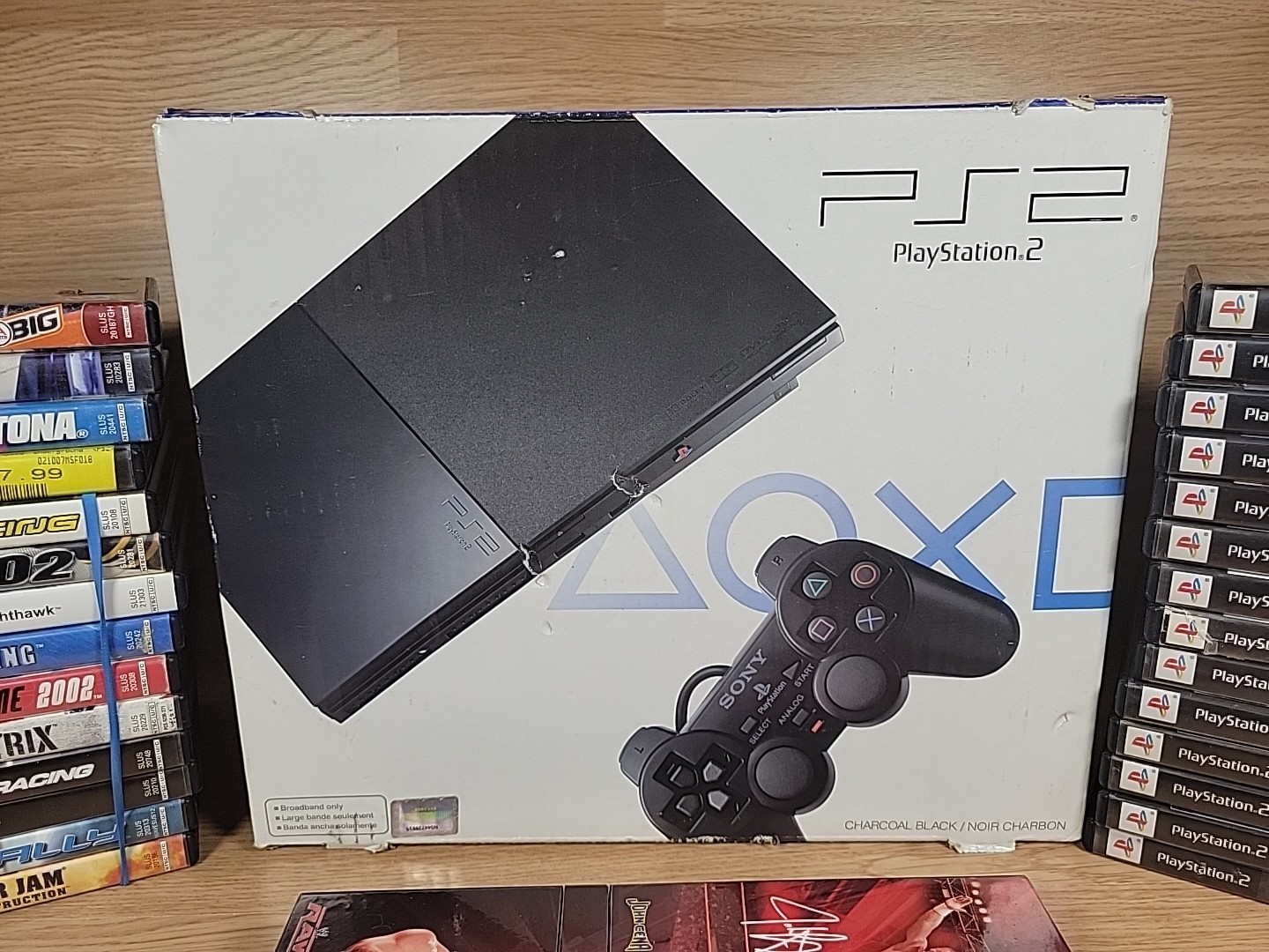 Sony PlayStation 2 Slim Console Bundle With 28 Games and Box READ!