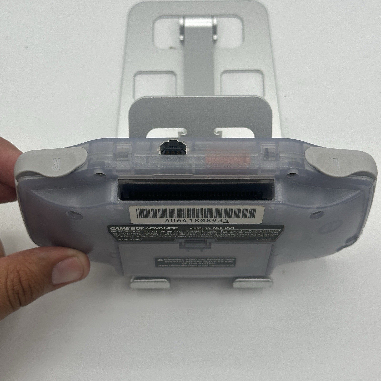 Nintendo Game Boy Advance Console System Clear Glacier Works No Battery Cover
