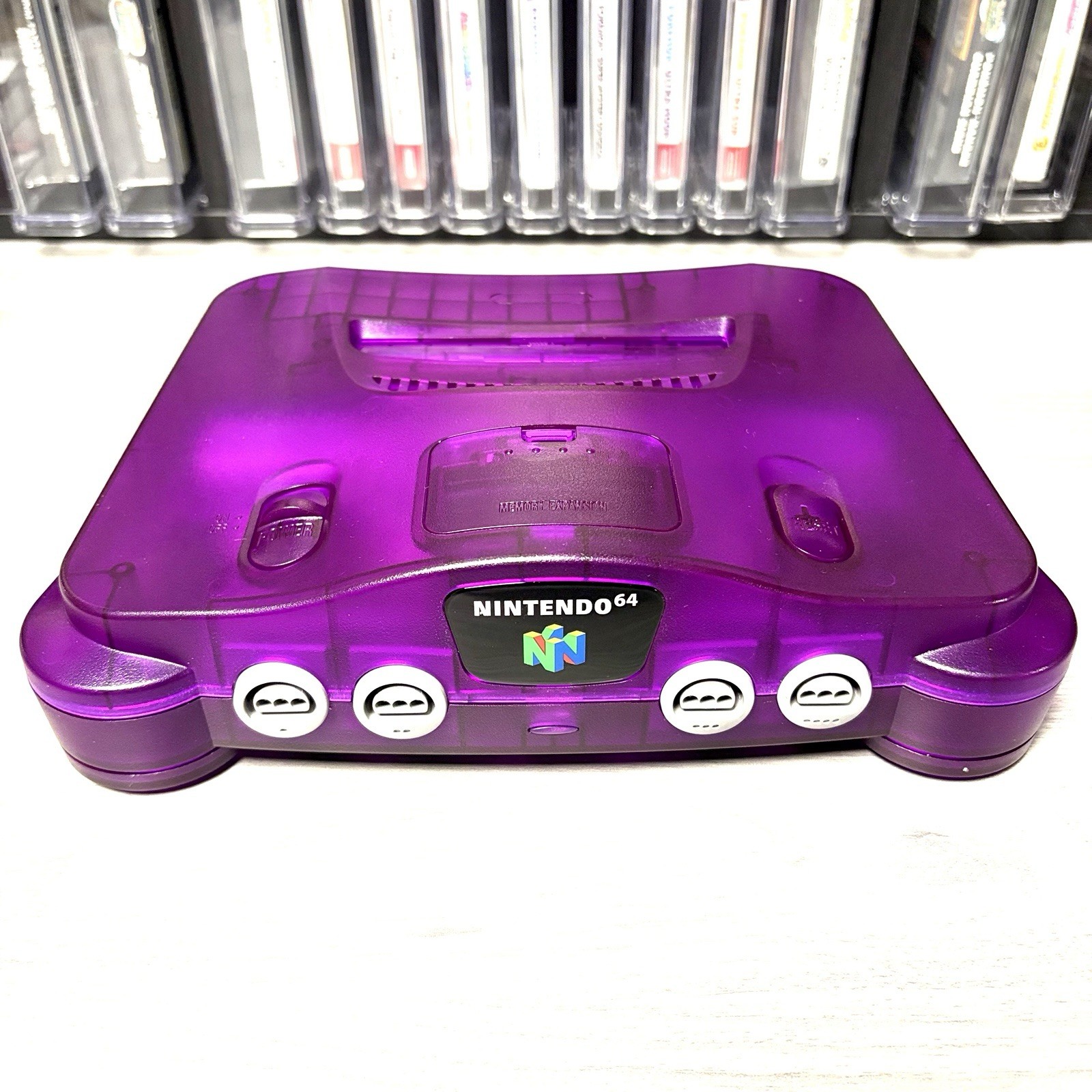 N64 Nintendo 64 Transparent Purple Custom Re-She’ll Console