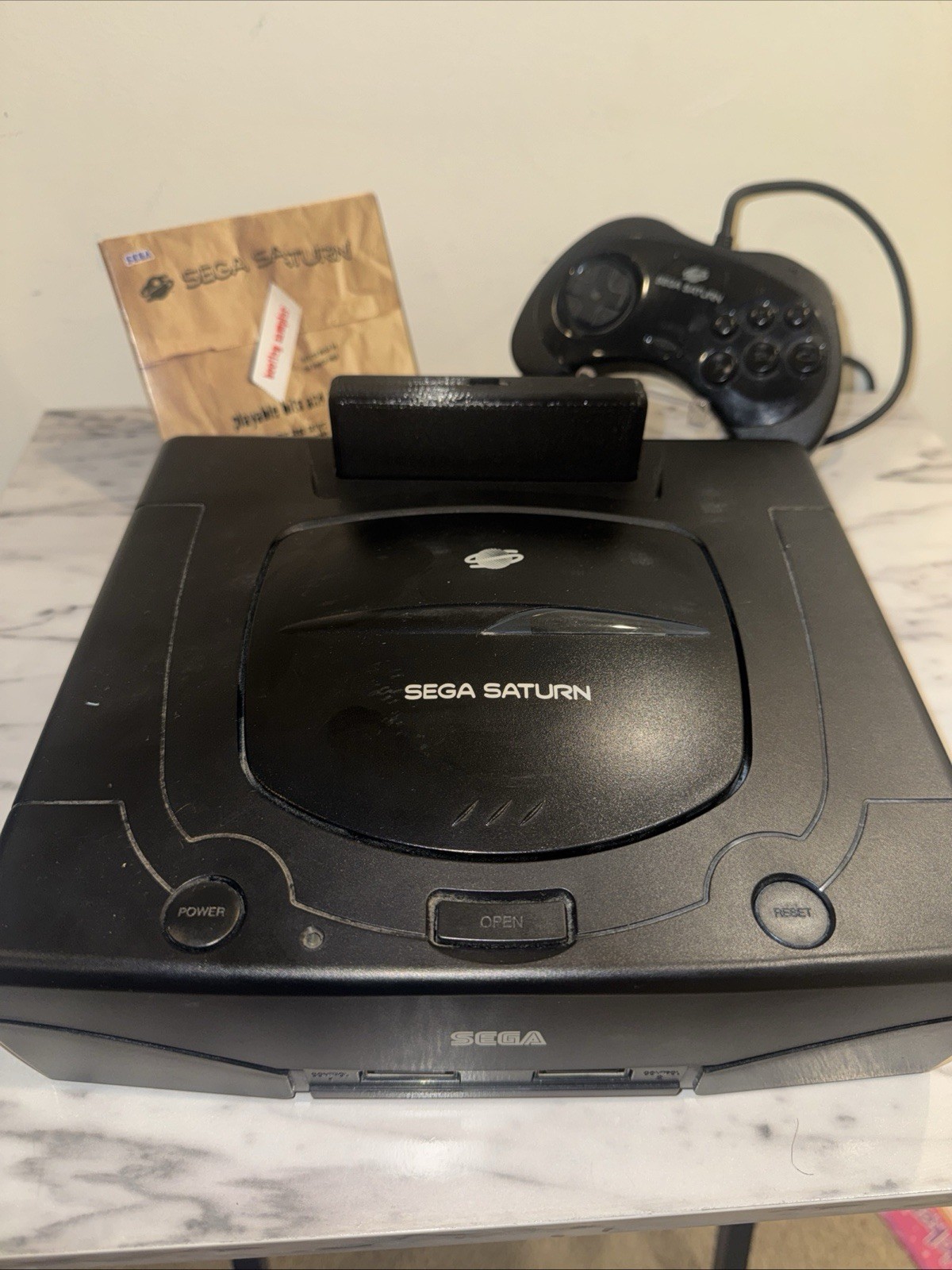 Sega Saturn – With Saroo + 128 Gb Sd Card, Controller, And Wires