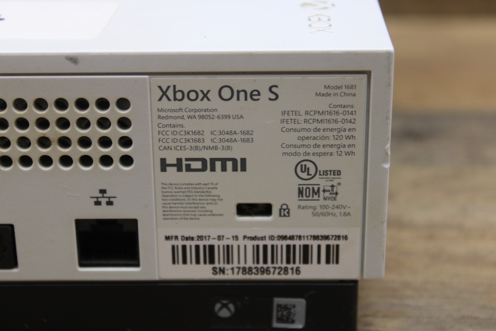 Microsoft Xbox One S 500GB White Console Only Model 1681