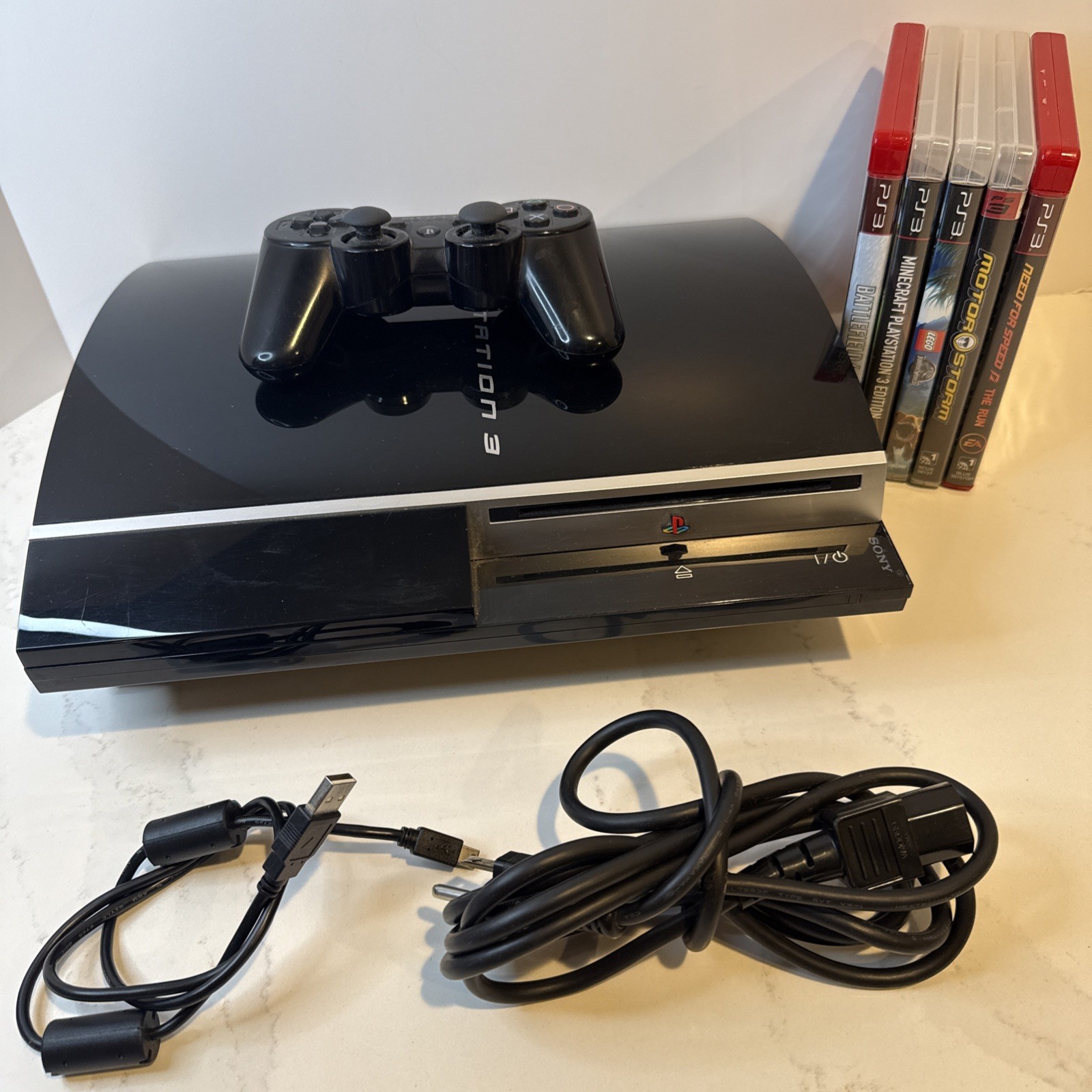 Sony PlayStation 3 PS3 500GB Black Console Bundle Clean Tested Working Original