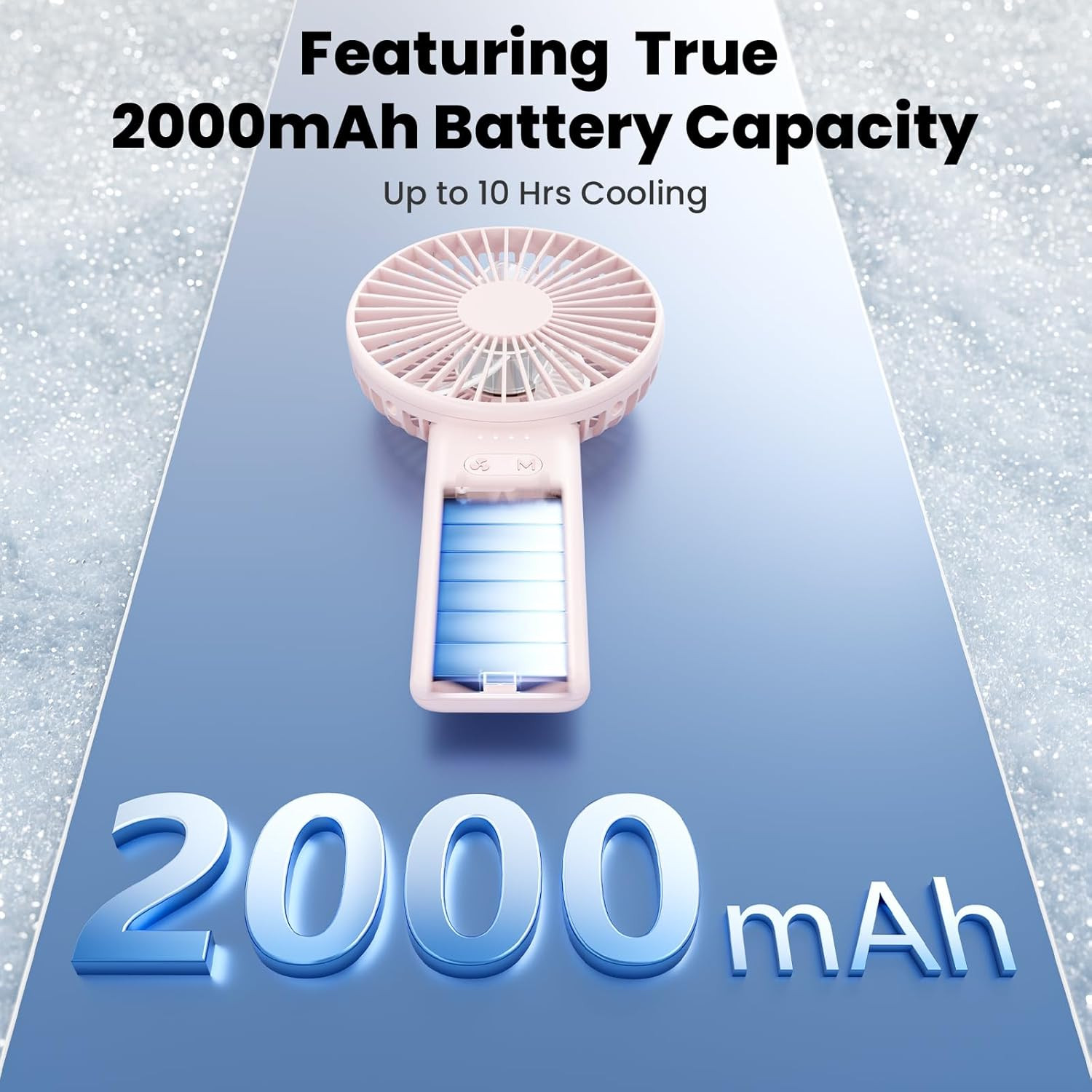 Ultra-Slim & Lightweight Handheld Fan (0.5in,0.3lb), 5 Speeds Portable Hand H…