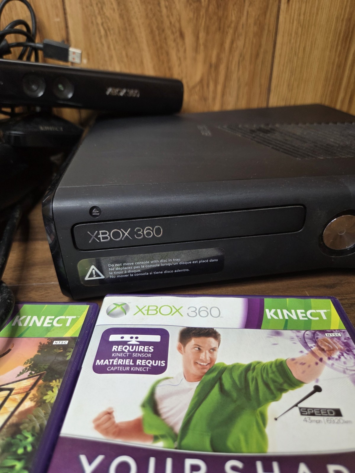 Xbox 360 S Slim Black Model 1439 Console Power Adapter Kinect 2 Games Lot WORKS