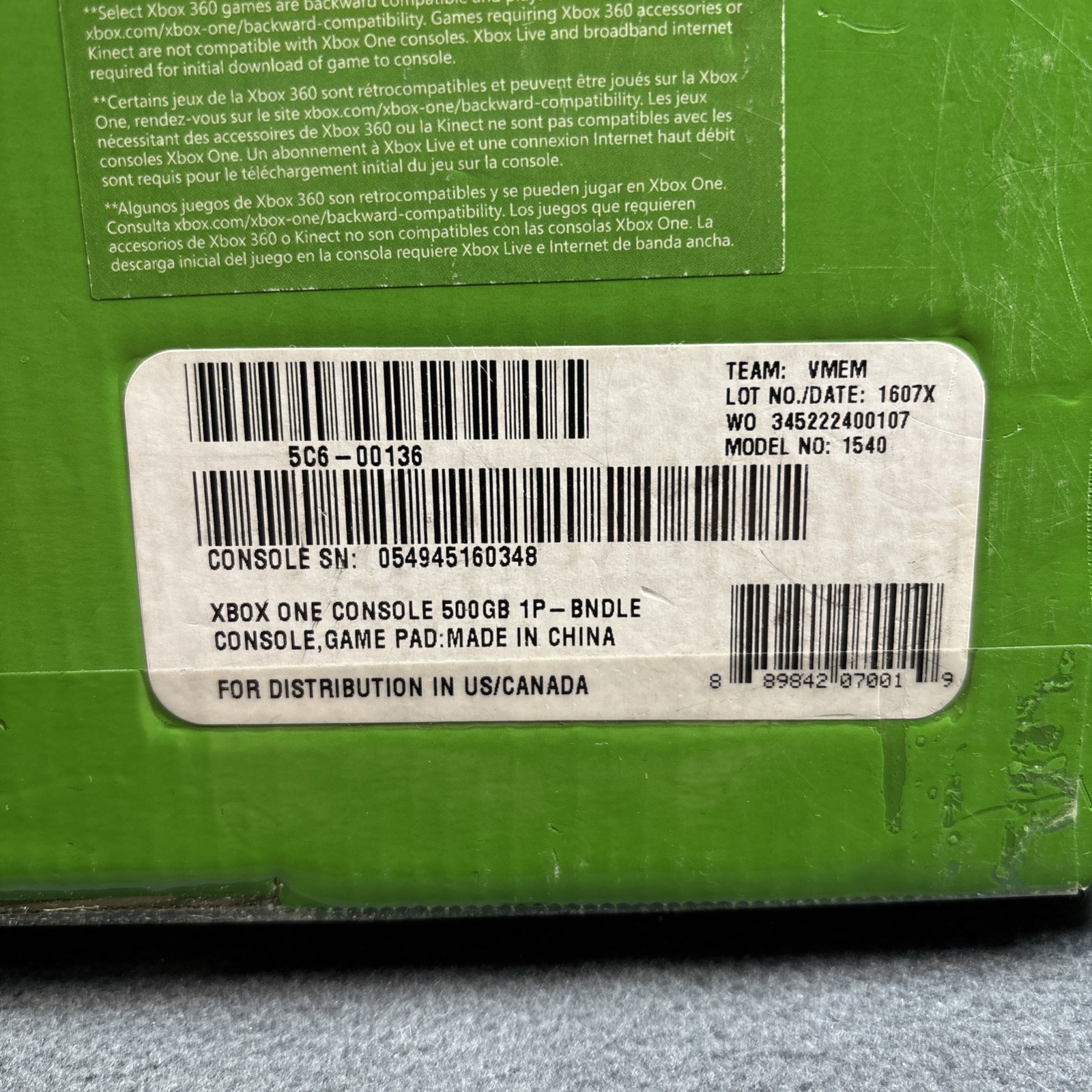Xbox One 500GB Console – Complete In Box w/ Inserts – Tested