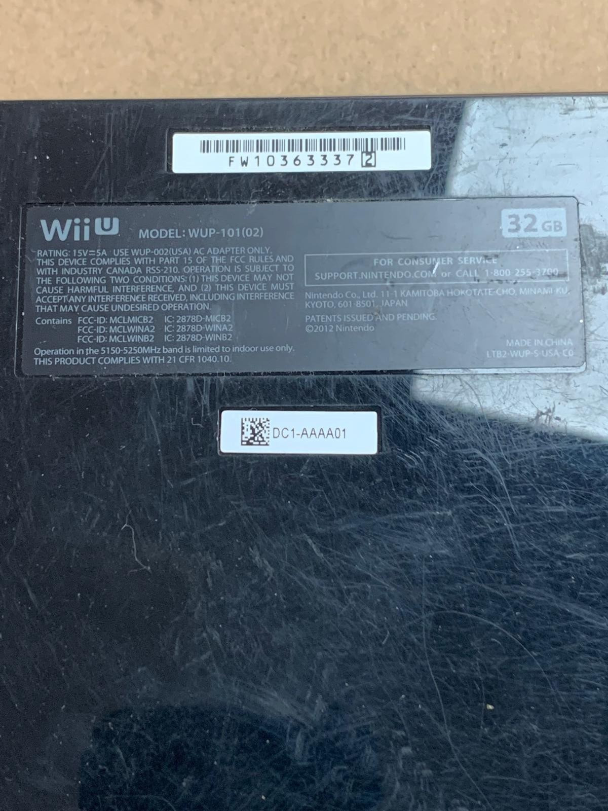 ✨ Nintendo Wii U 32GB WUP-101(02) Console AC Adapter Cords Bundle no picture✨