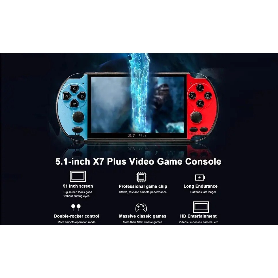 X7 Plus 5.1″ Dual Joystick Portable Handheld Game Console Built-in 10000+ Games