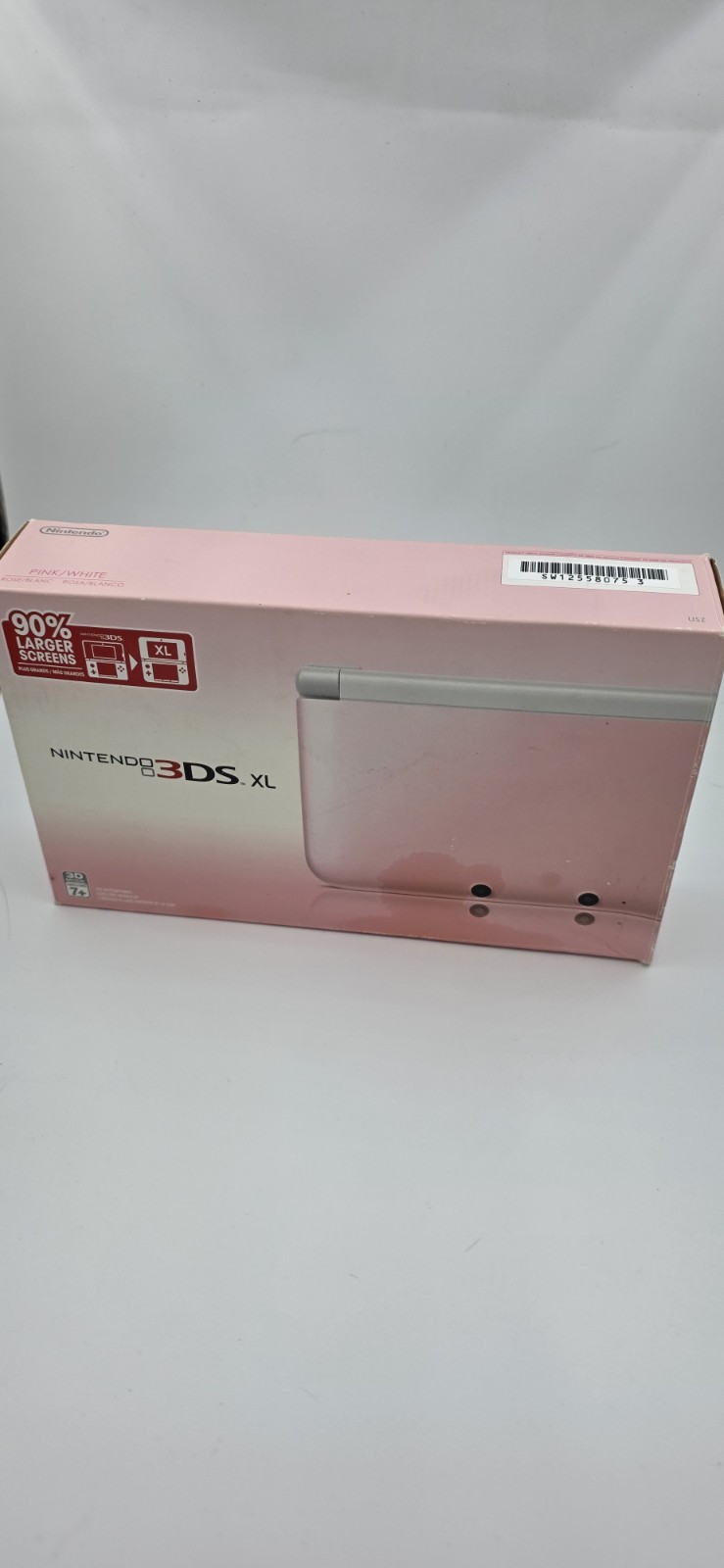 Nintendo 3DS XL Launch Edition White & Pink Handheld System in Box +AR Cards