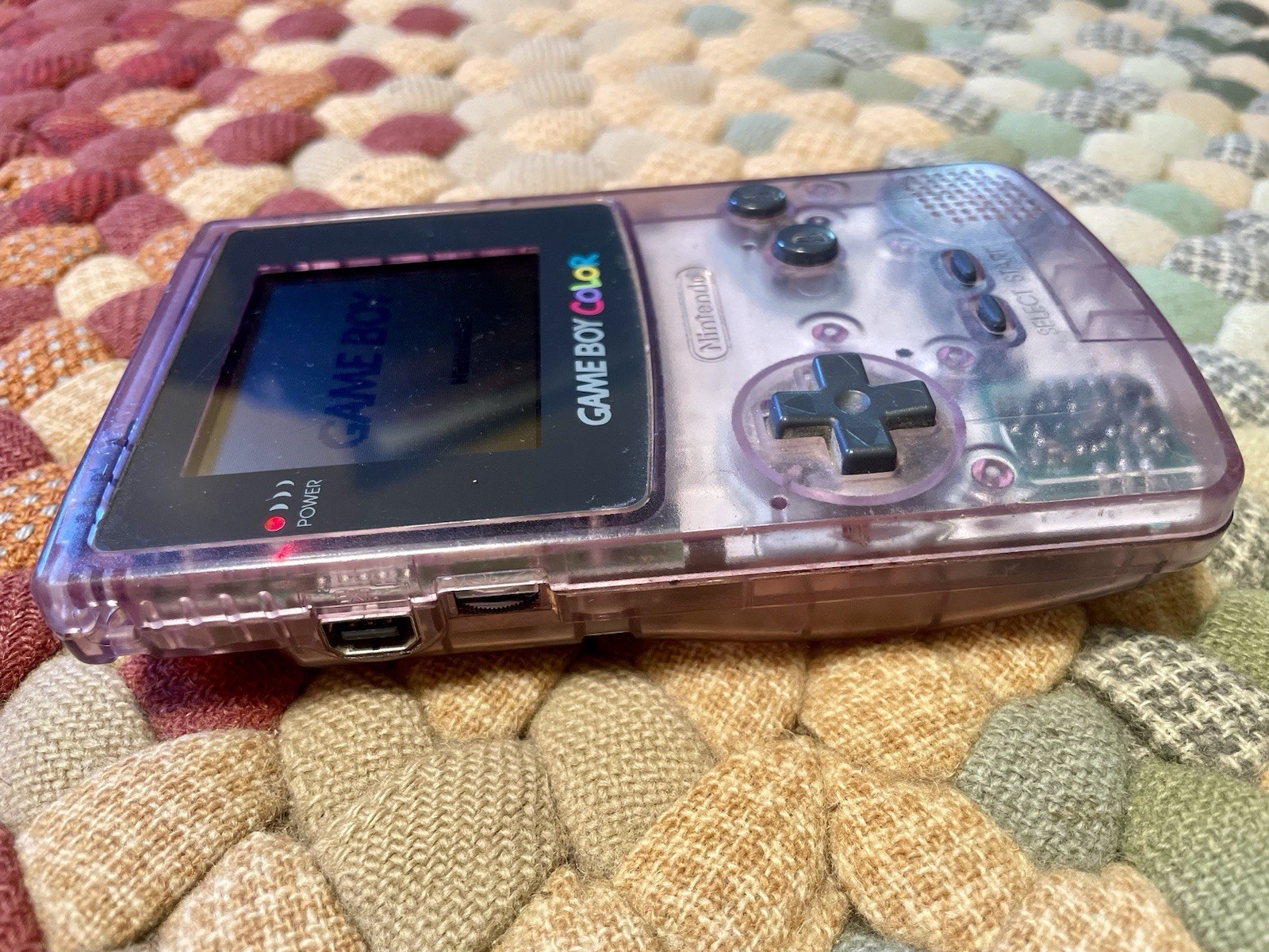 Nintendo Game Boy Color Atomic Purple Clear CGB-001 Handheld Console Works!