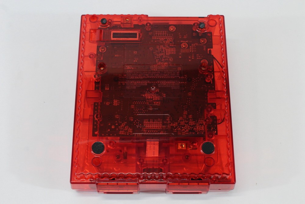 Super Nintendo Clear Red Console SNES SFC Converted AC Adapter AV Cable WORKING