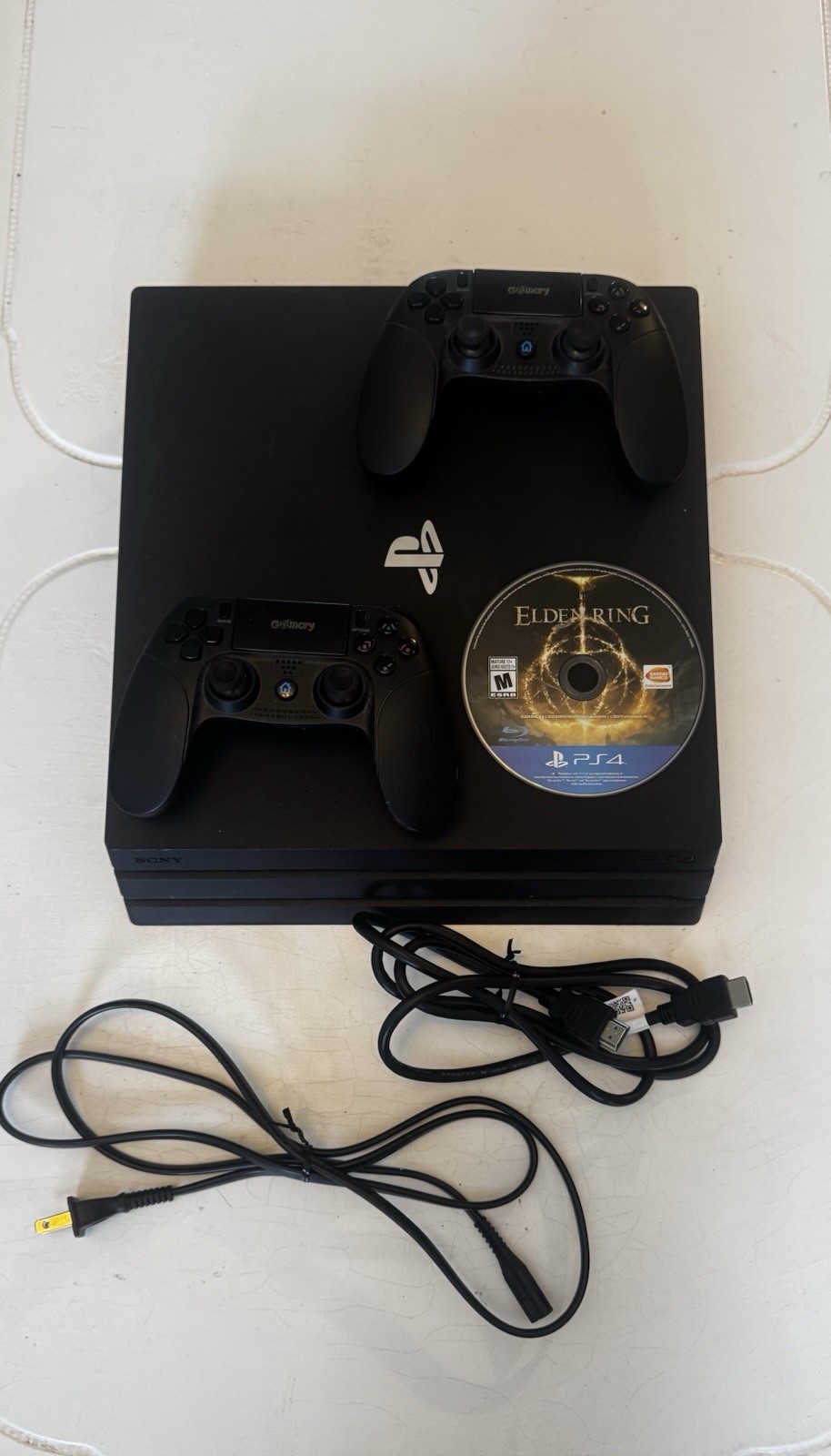 Sony PlayStation 4 Pro 1TB Console Bundle w/ 2 Controllers, Cables & Elden Ring