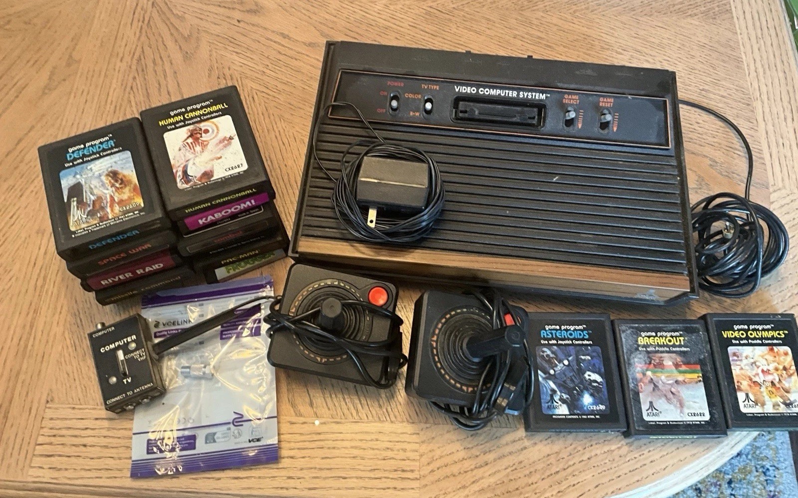 Vintage Atari Model CX2600A Video Game System W/ 15 Games + 2 Joysticks Pac-Man