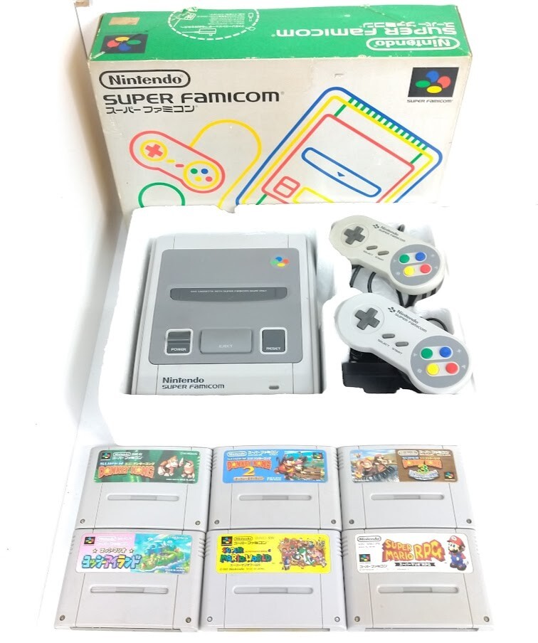EXCELLENT Nintendo SFC Super Famicom Console boxed System & 6 games D Kong Mario