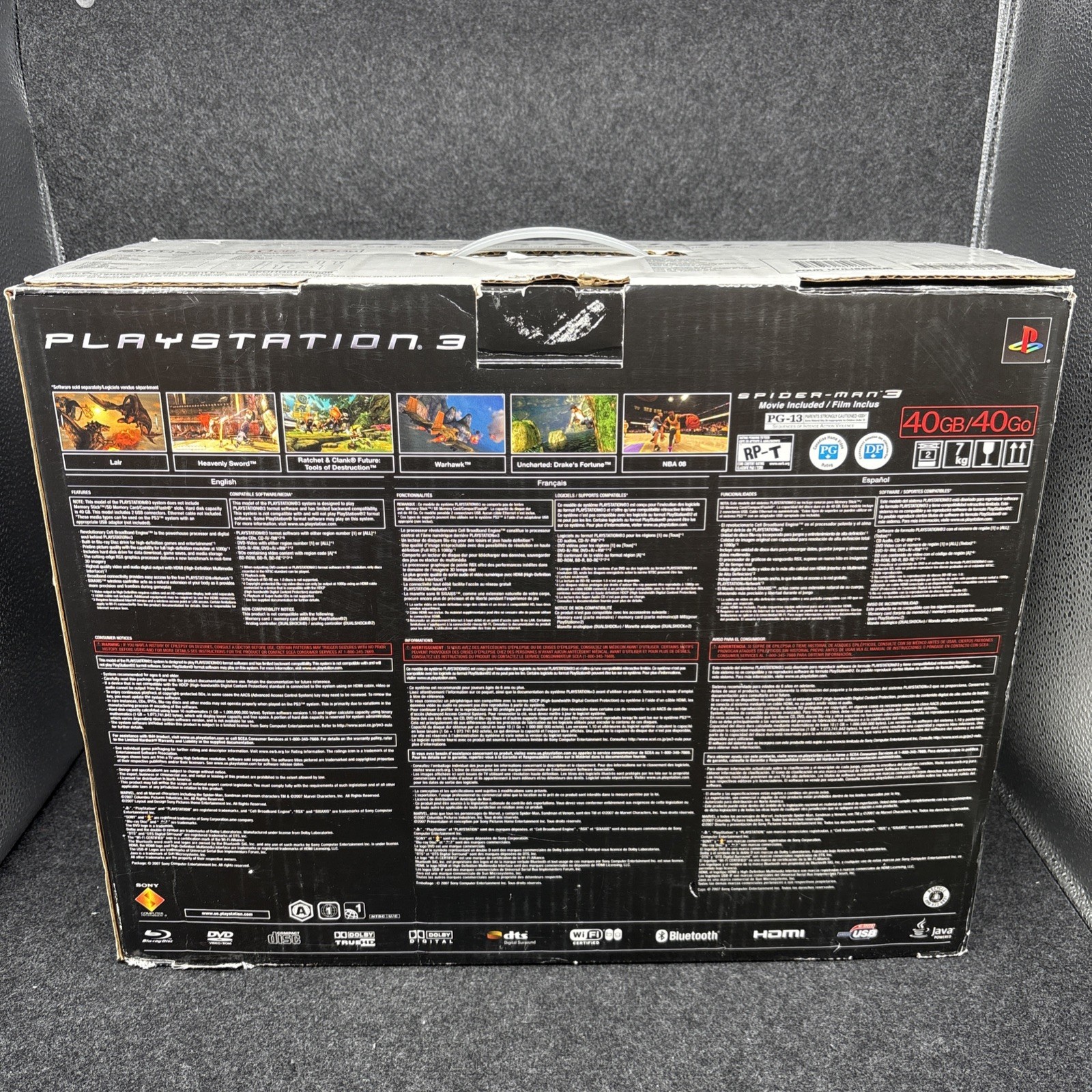 PlayStation 3 Spider-Man 3 Edition 40GB Piano Black Console – CIB Good Condition