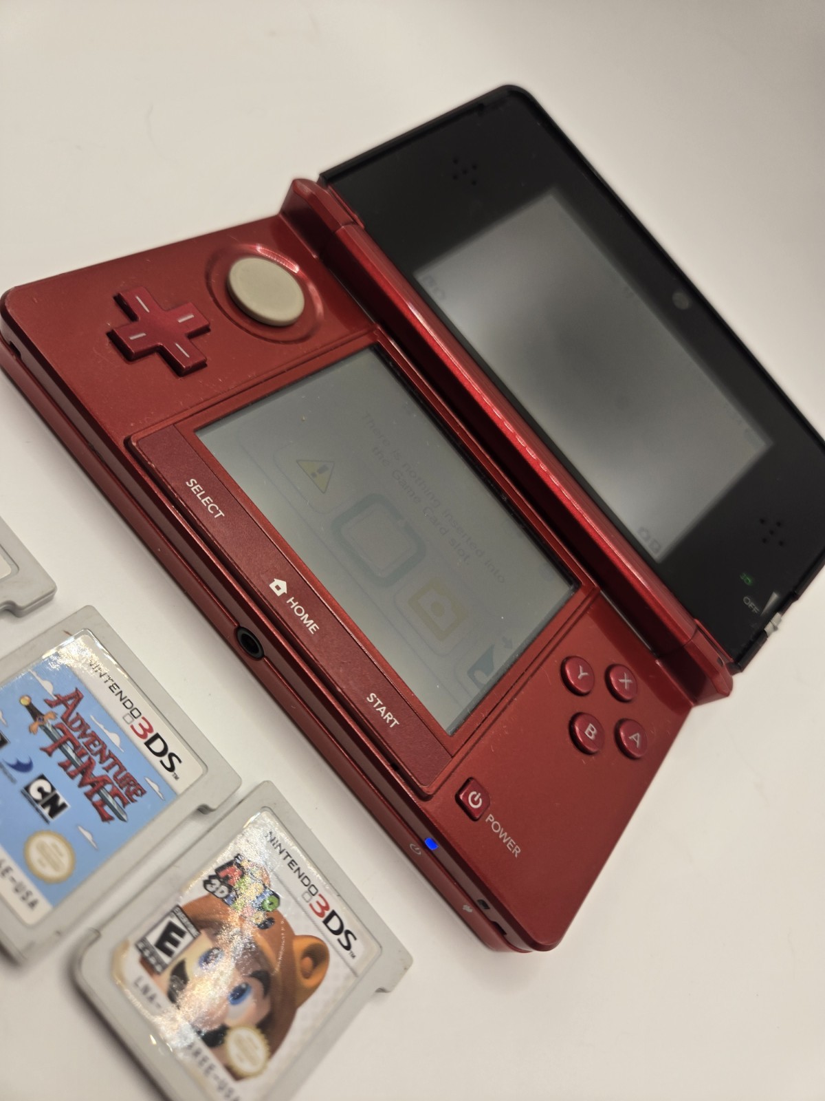 Nintendo 3DS Metallic Red Console System with 7 GamesNo Charger No Stylus