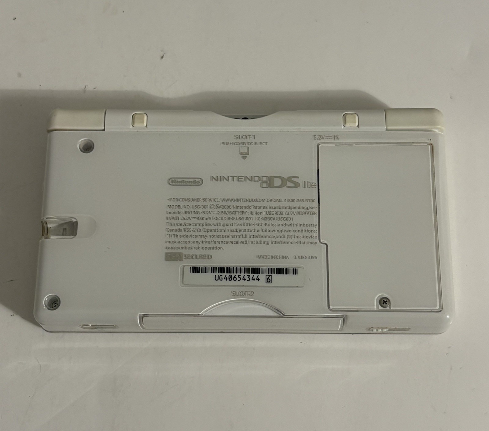 Nintendo DS Lite White Broken Hinge Works Plays Both Sides Parts Or Repair READ