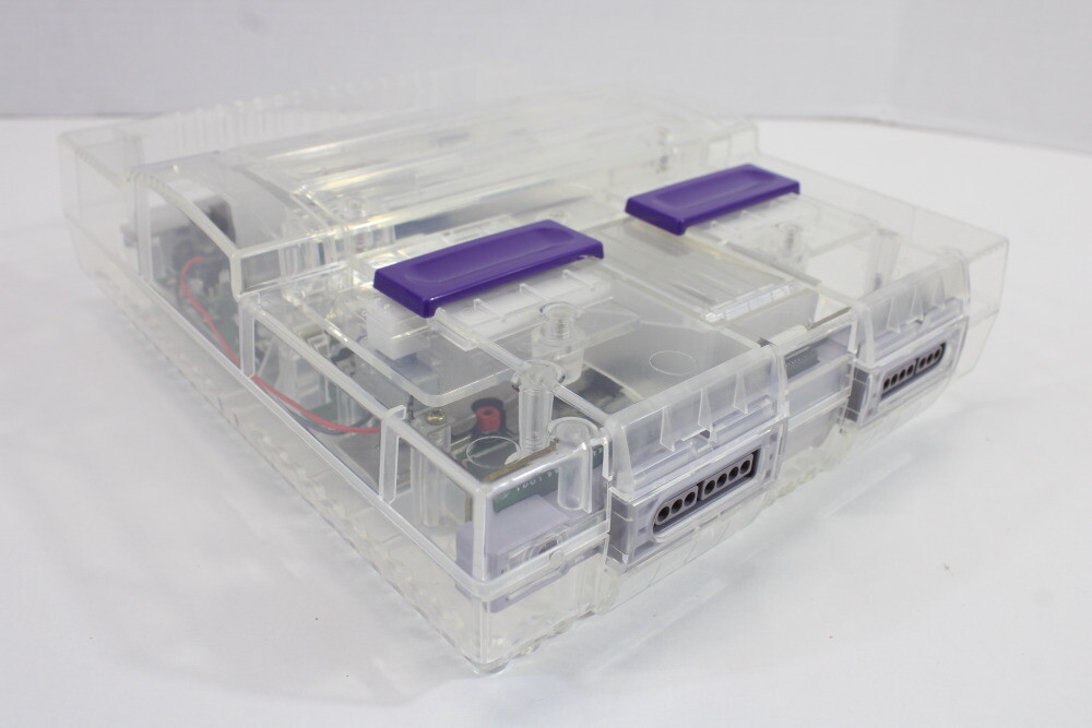Super Nintendo Transparent Crystal Clear Console SNES SFC Convert AC AV TESTED 2