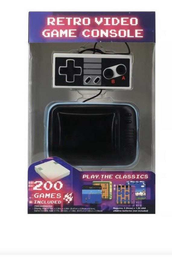 Retro Video Game Console Wired Home System 200 Games Black Blue Gray