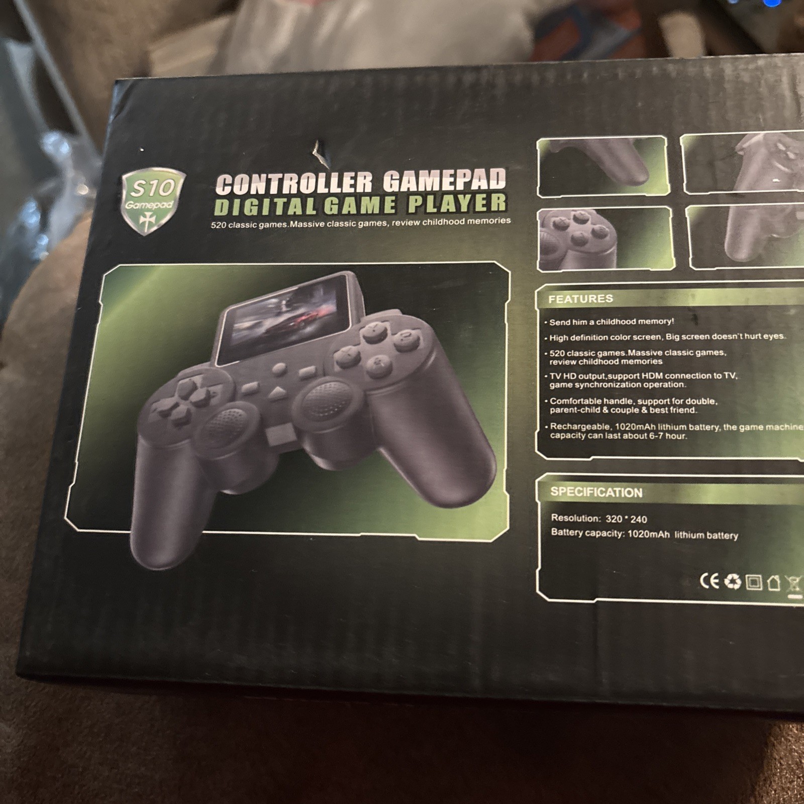 S10 Handheld Gamepad Controller Video Game Player, Black, 520 Built-In Games