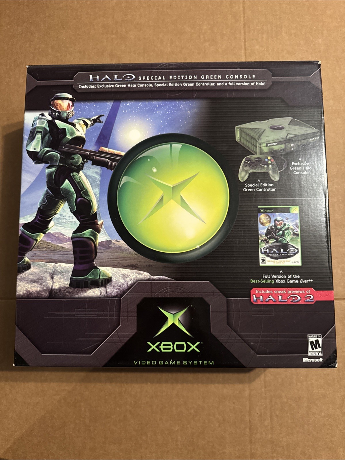 Special Edition Halo Edition Green OG Xbox Console BOX ONLY MINT (No Console)